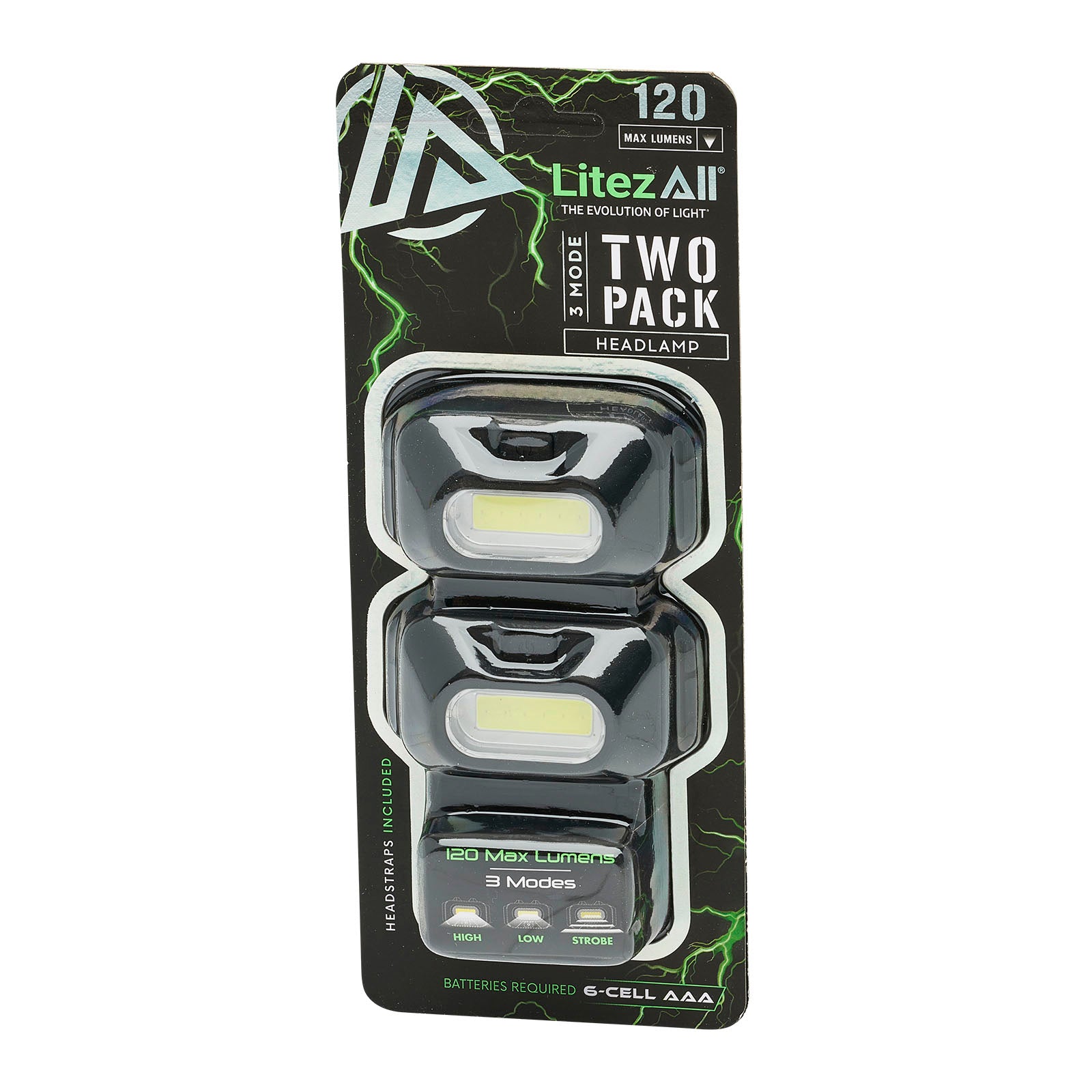 LitezAll 120 Lumen LED Mini Headlamp 2 Pack