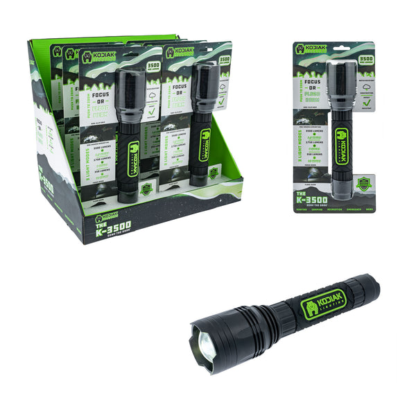 Kodiak 3500 Lumen Rubber Grip Tactical Flashlight