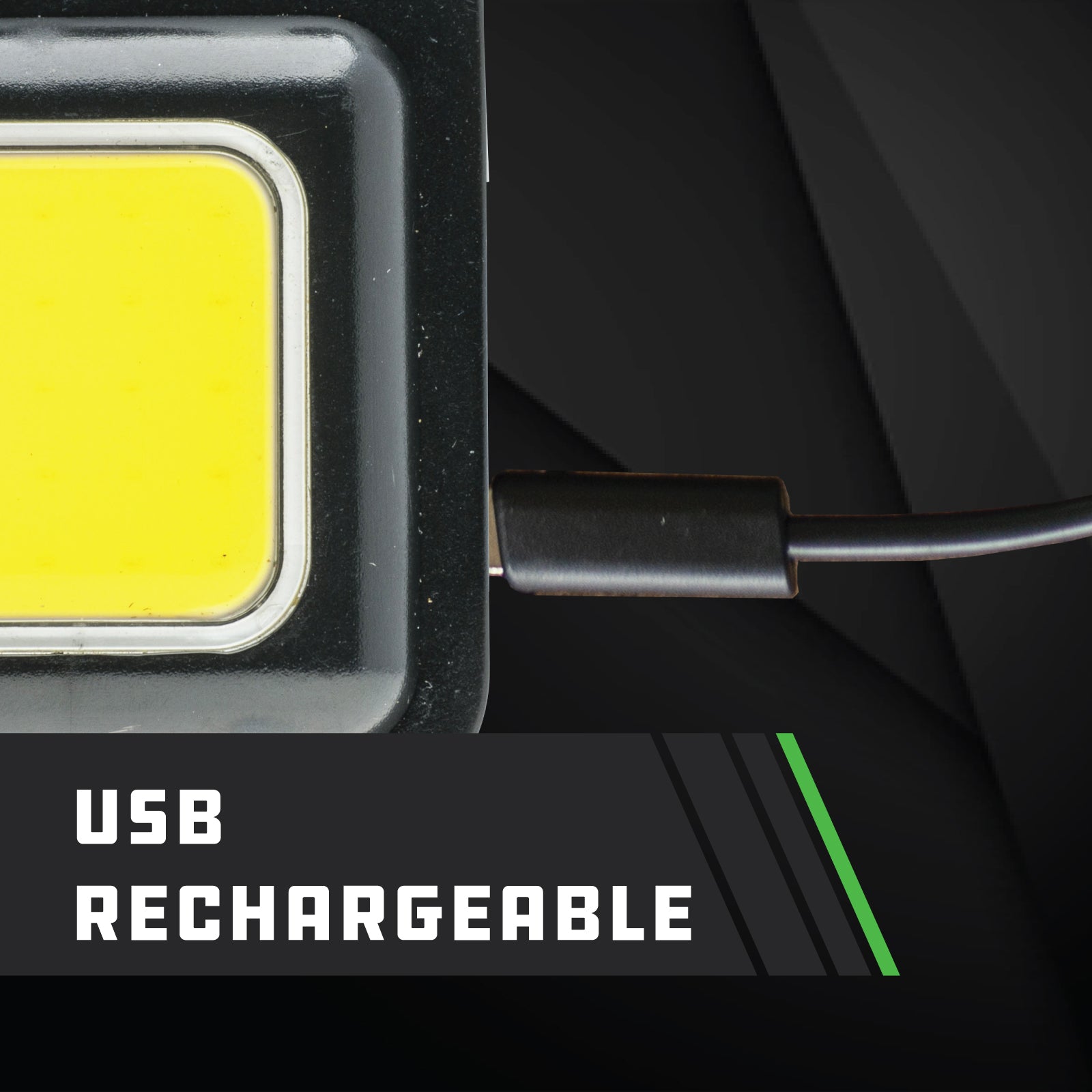 Kodiak Kompanion Rechargeable 500 Lumen COB LED Light Being Charged from a USB Source with its Included Charging Cable