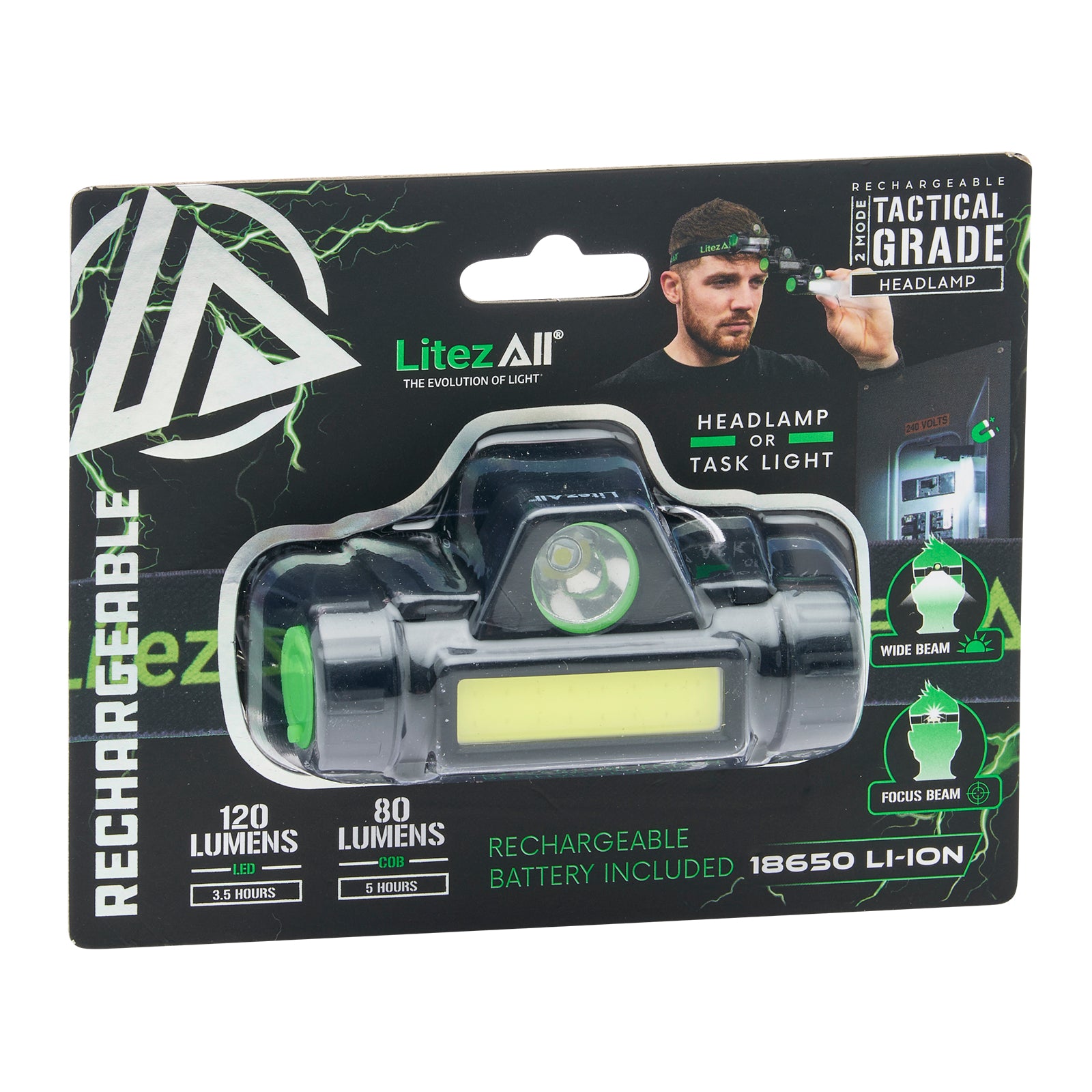 LitezAll Rechargeable Dual Mode Headlamp