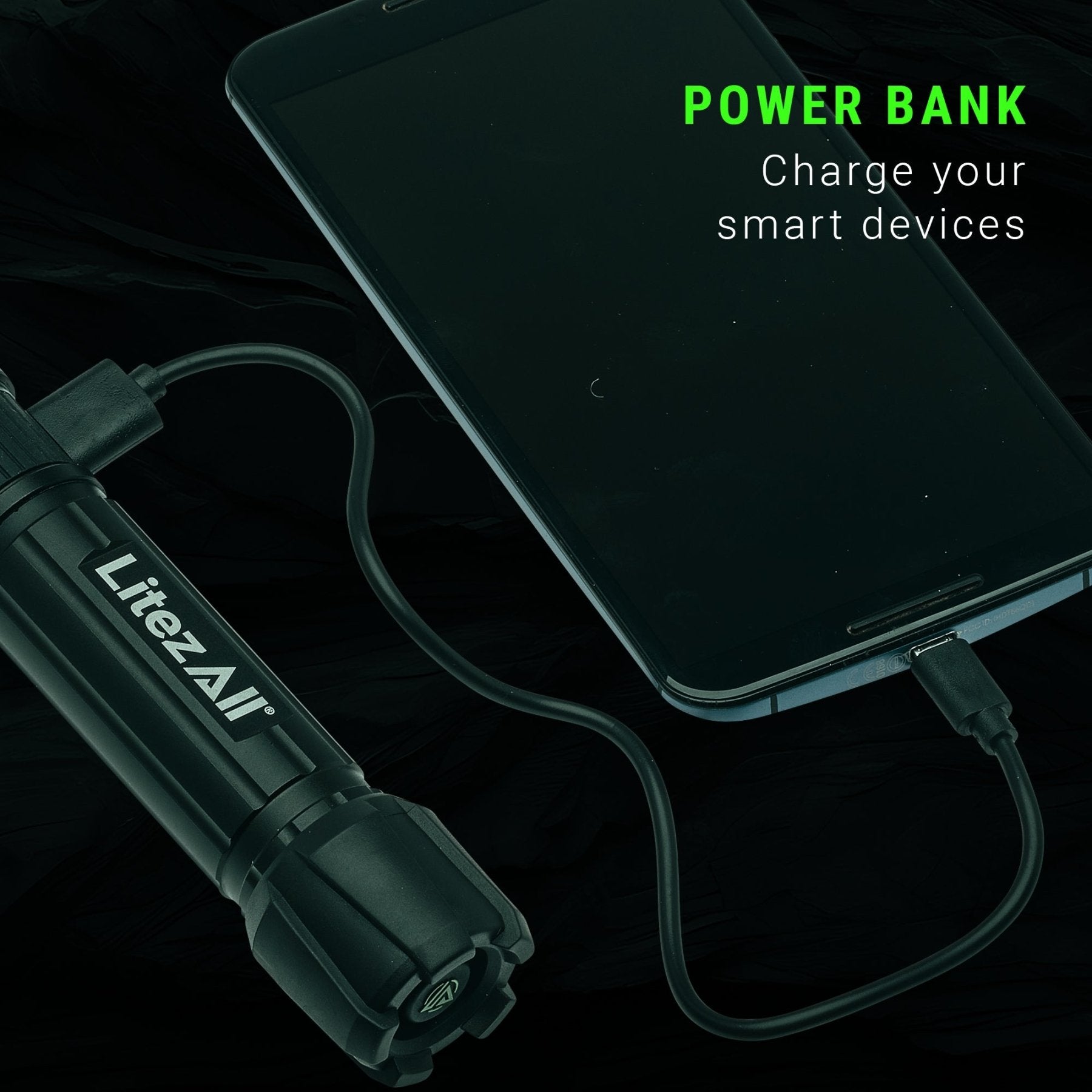 LitezAll® Nearly Invincible® 1000 Lumen Rechargeable Tactical Flashlight - LitezAll - 6