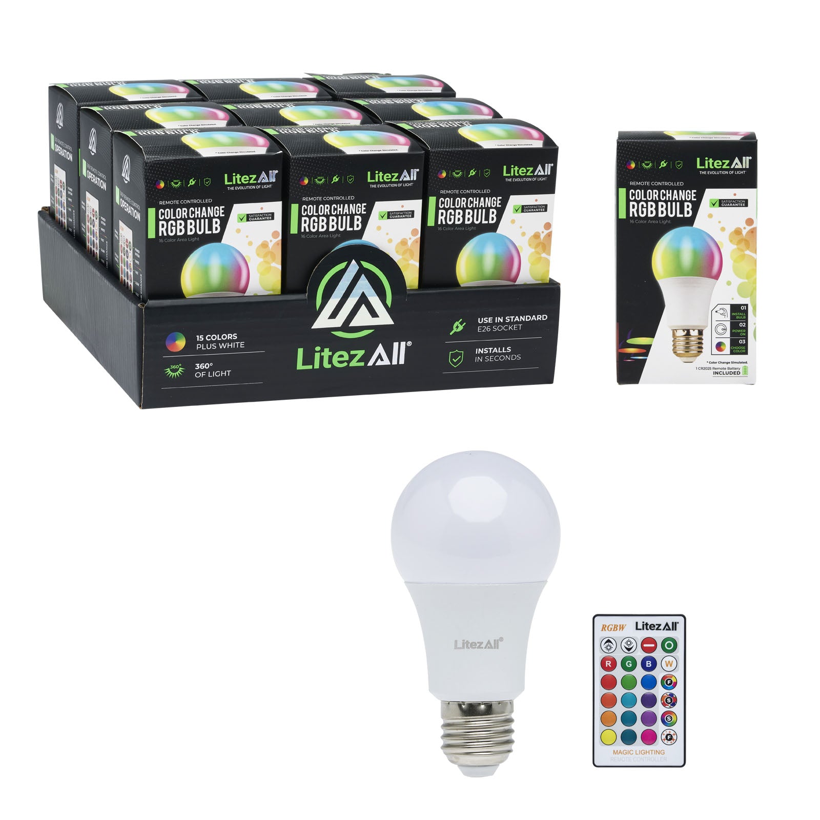 LitezAll LED Color Changing Light Bulb with Remote - LitezAll - Wireless Lighting Solutions - 1