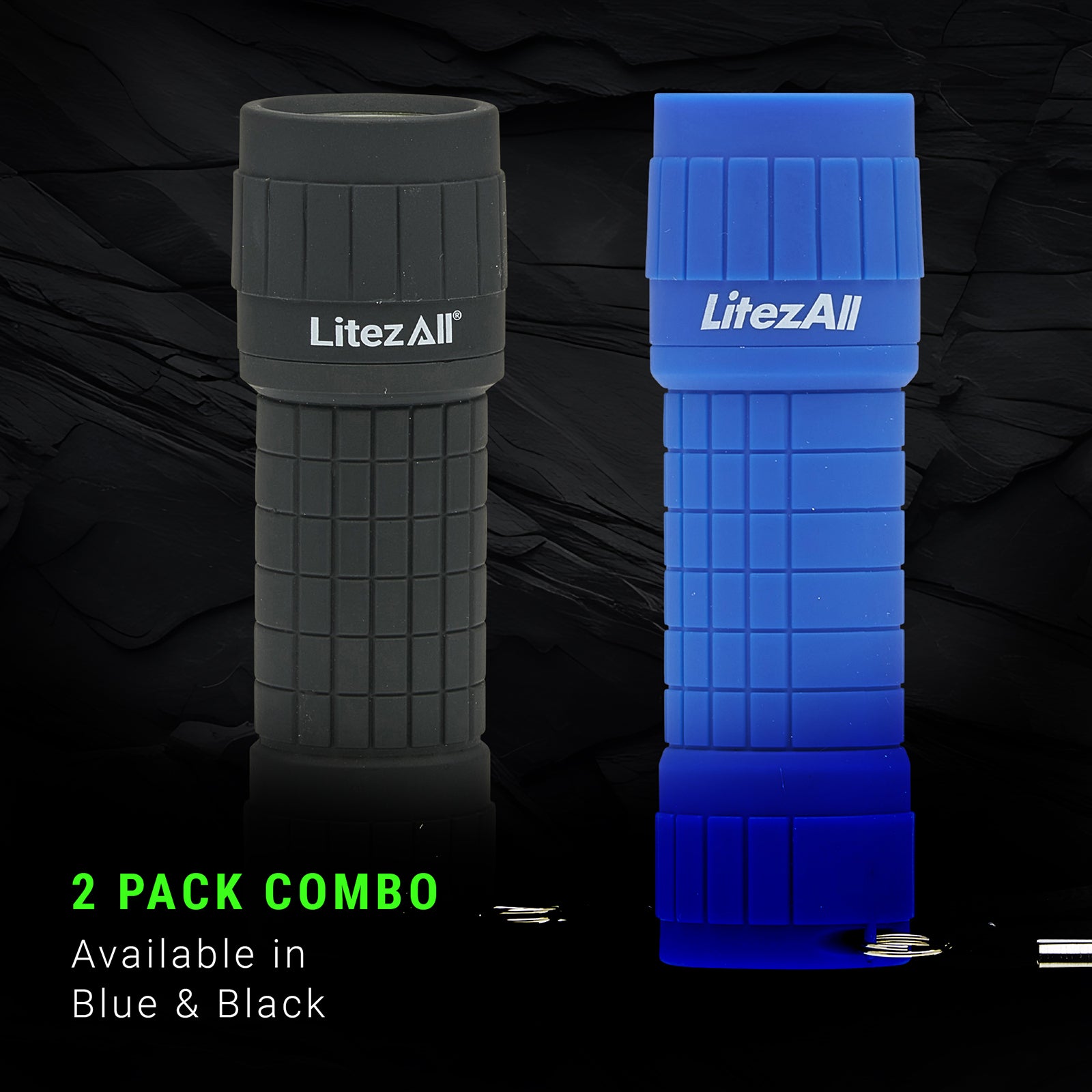 LitezAll Rubber Coated Pocket Flashlight 2 Pack - LitezAll