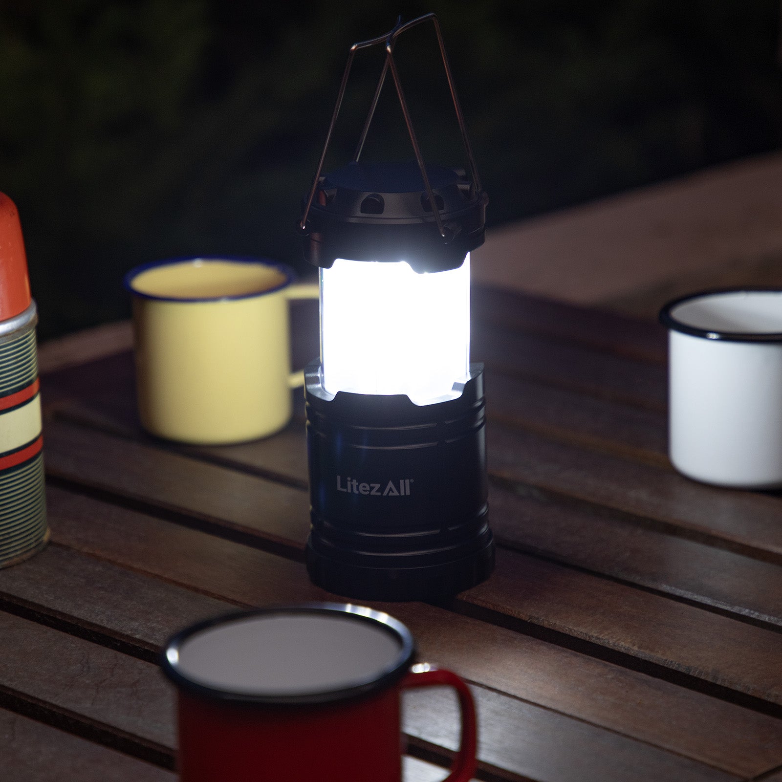 LitezAll Pull Up Lantern with Simulated Flame - LitezAll