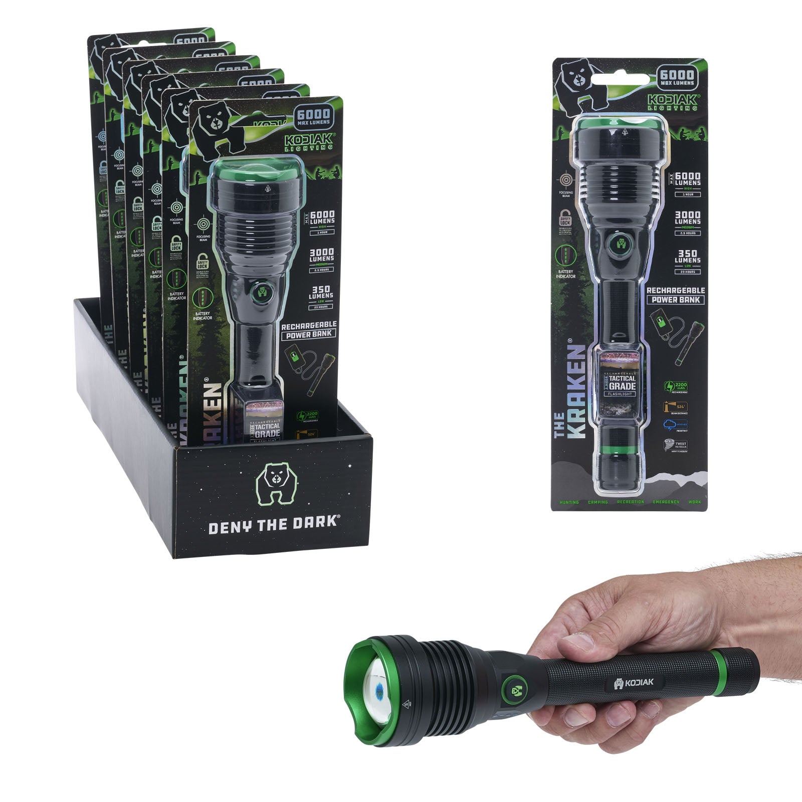 【K】プラズマライト Kodiak® Kraken Rechargeable 6000 Lumen Tactical Grade Flashlight