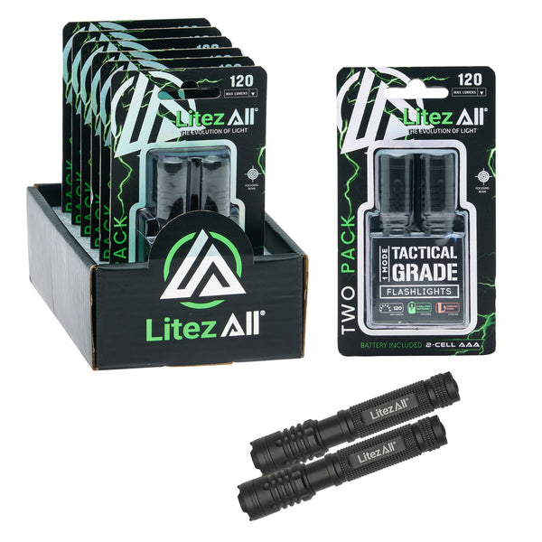 LitezAll 120 Lumen Compact Tactical Flashlight 2 Pack