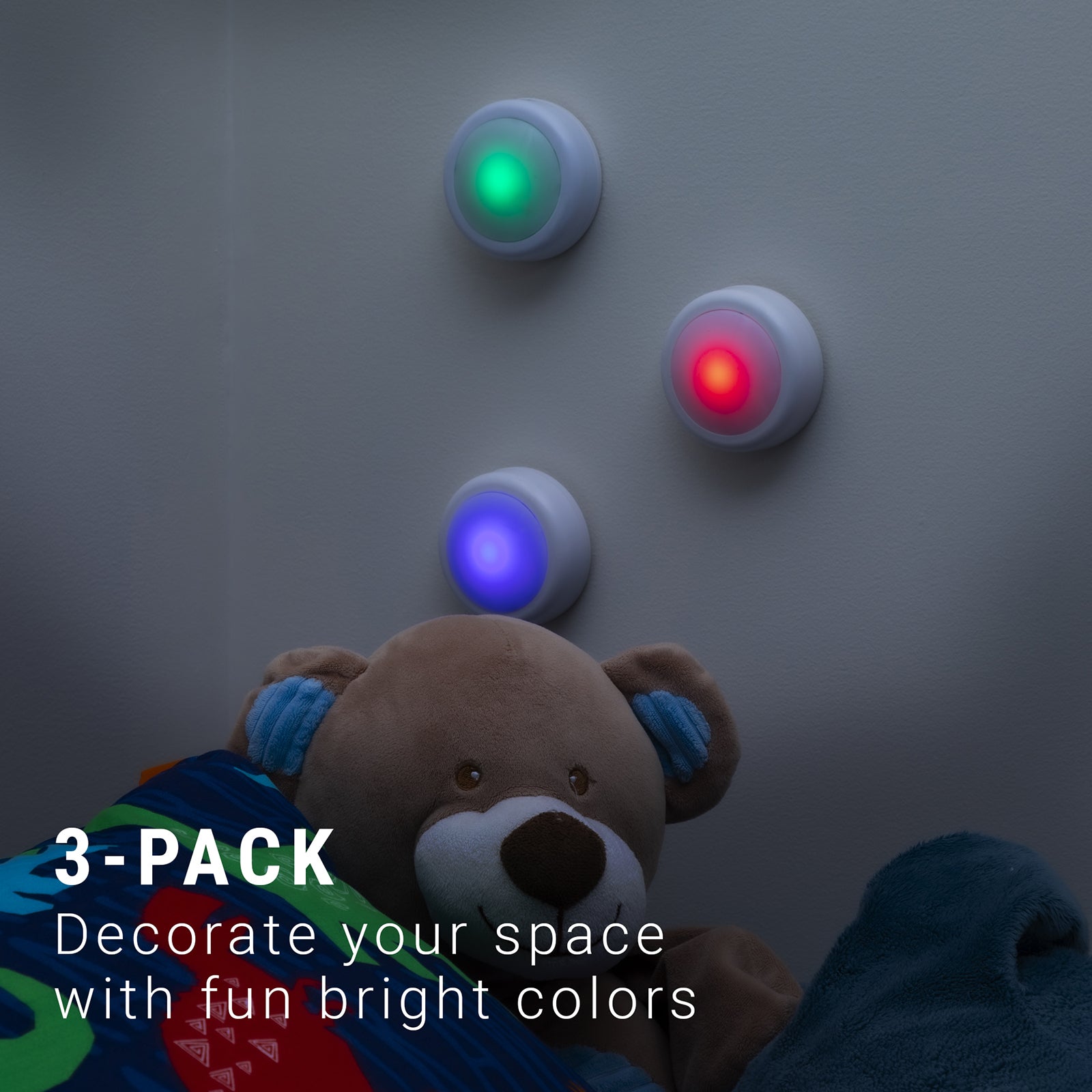 LitezAll® Remote Control RGB Puck Lights 3 Pack - LitezAll - Home Accents - 5