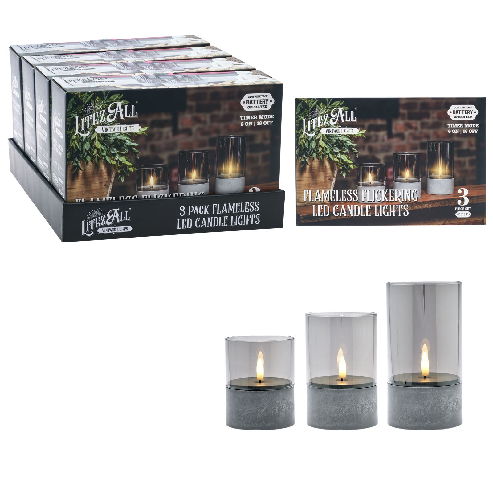 LitezAll® Battery Operated Candle 3 Pack - LitezAll - Home Accents - 1