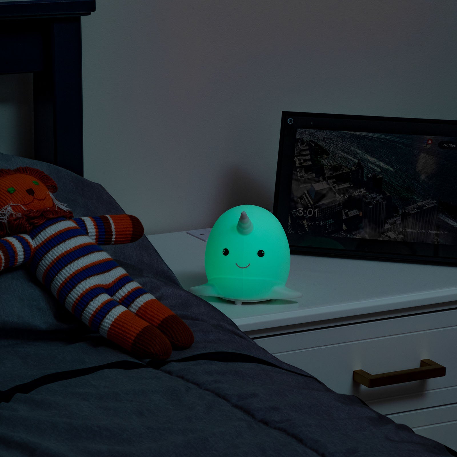 LitezAll Narwhal Squishable Color Changing Silicone Lantern - LitezAll