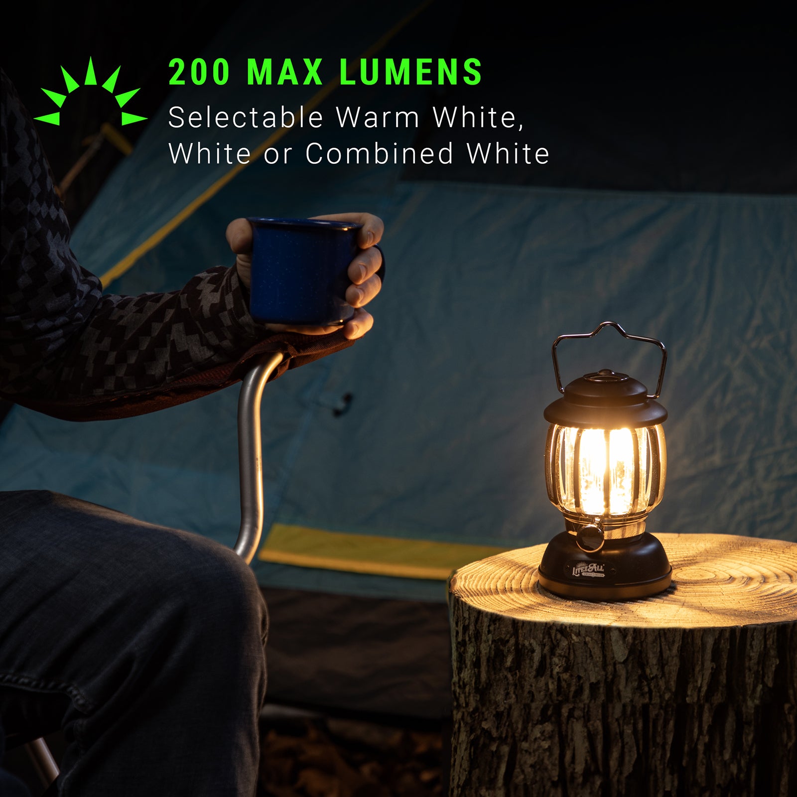 LitezAll Rechargeable and Battery Powered Camping Lantern with