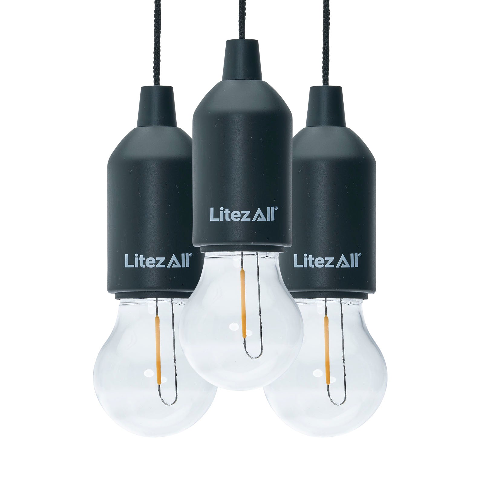 LitezAll® Pull String Warm White Battery Powered Bulb 3 Pack