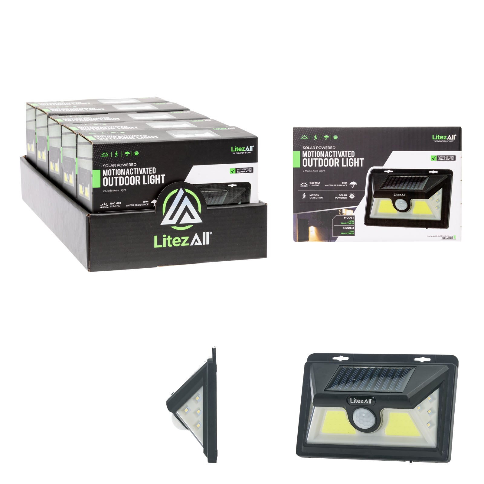 LitezAll 1500 Lumen Solar Security Light - LitezAll