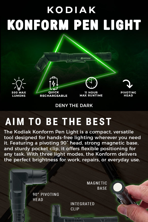 Kodiak® Konform Rechargeable Flashlight with Pivoting Head - LitezAll