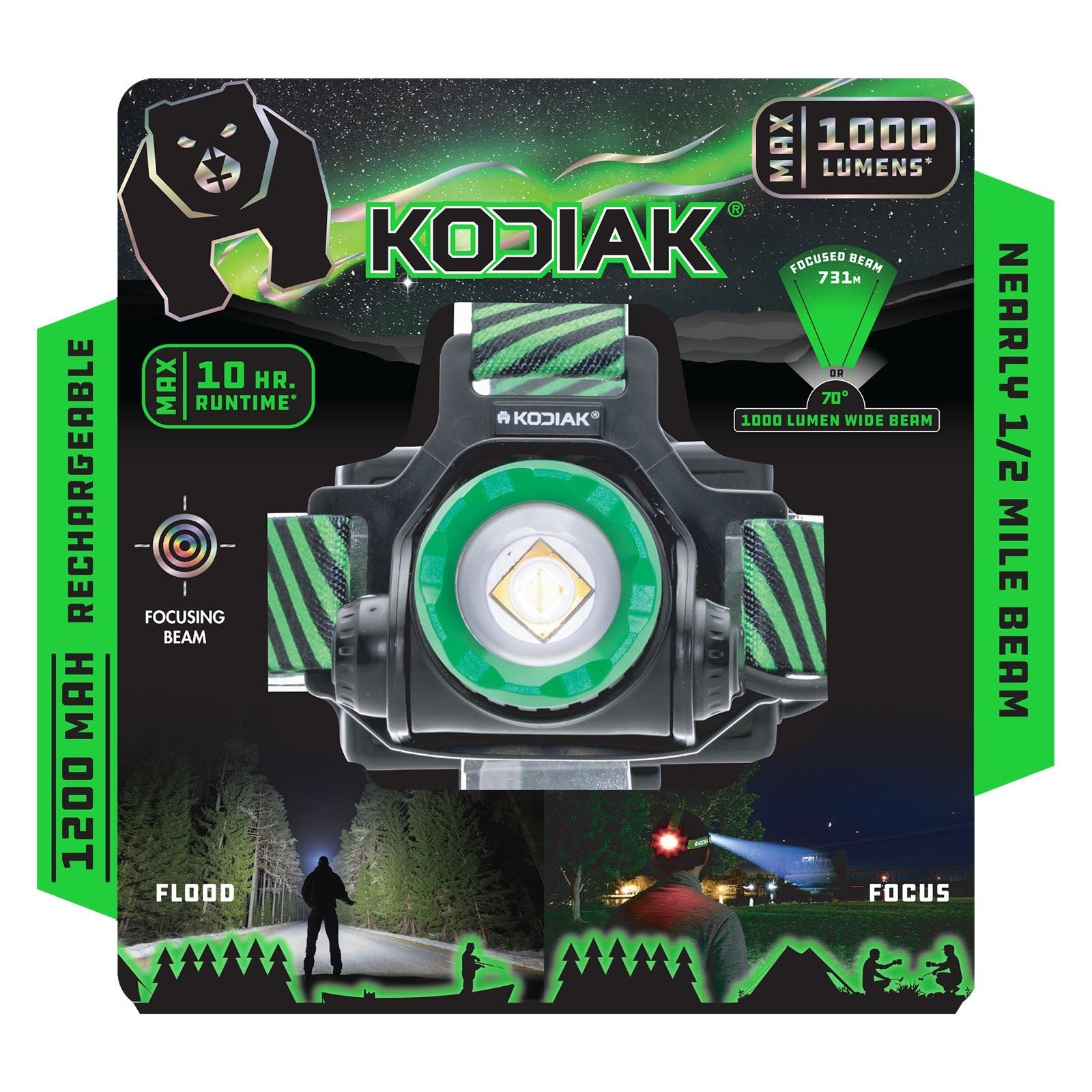 Kodiak® 1000 Lumen Nearly 1/2 Mile Beam Rechargeable Headlamp - LitezAll - Headlamps - 2