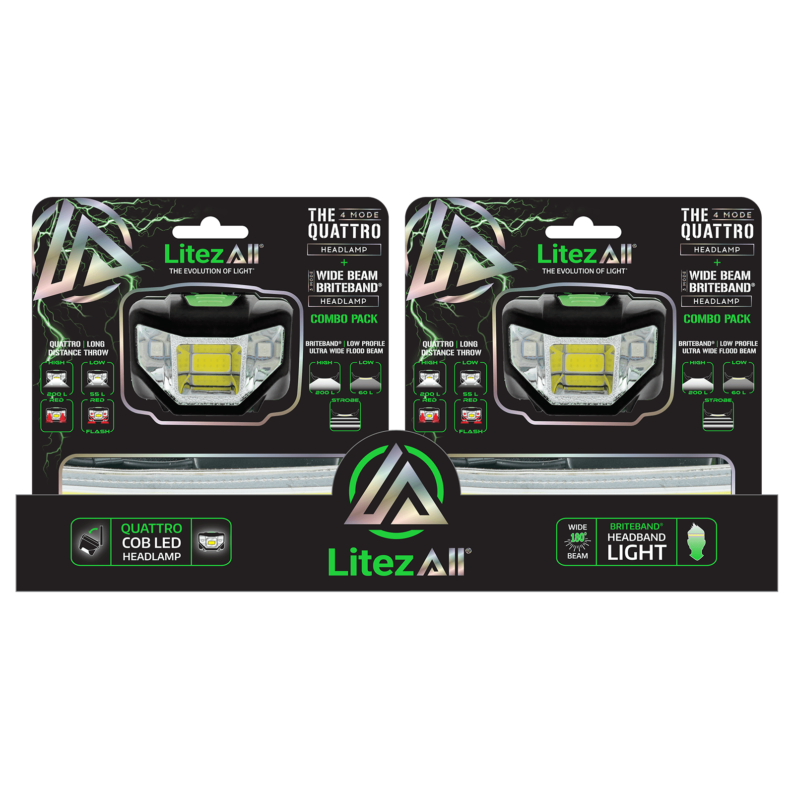 LitezAll Briteband Headlamp + 4 - Mode Headlamp Combo Pack - LitezAll - Combos - 1