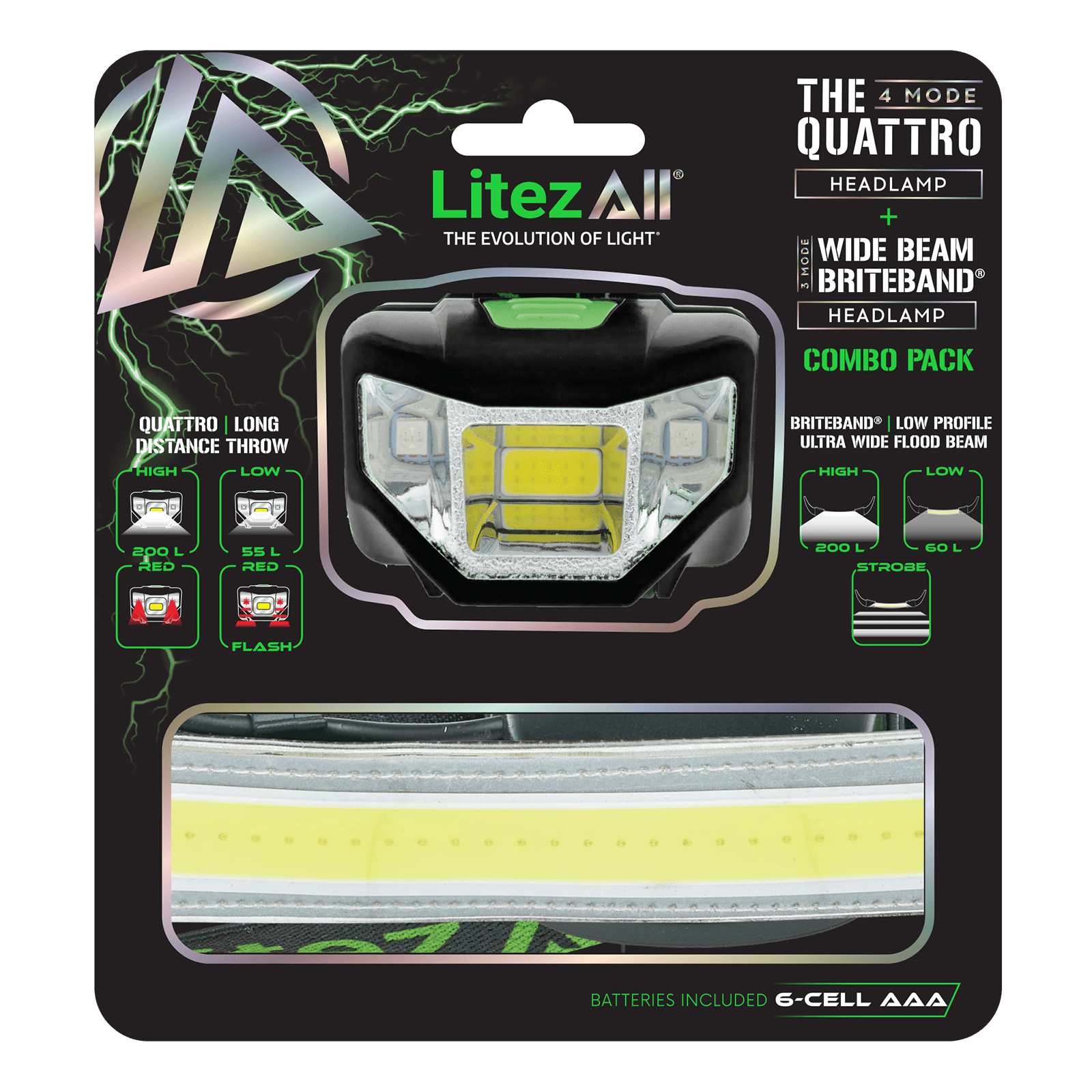 LitezAll Briteband Headlamp + 4 - Mode Headlamp Combo Pack - LitezAll - Combos - 2