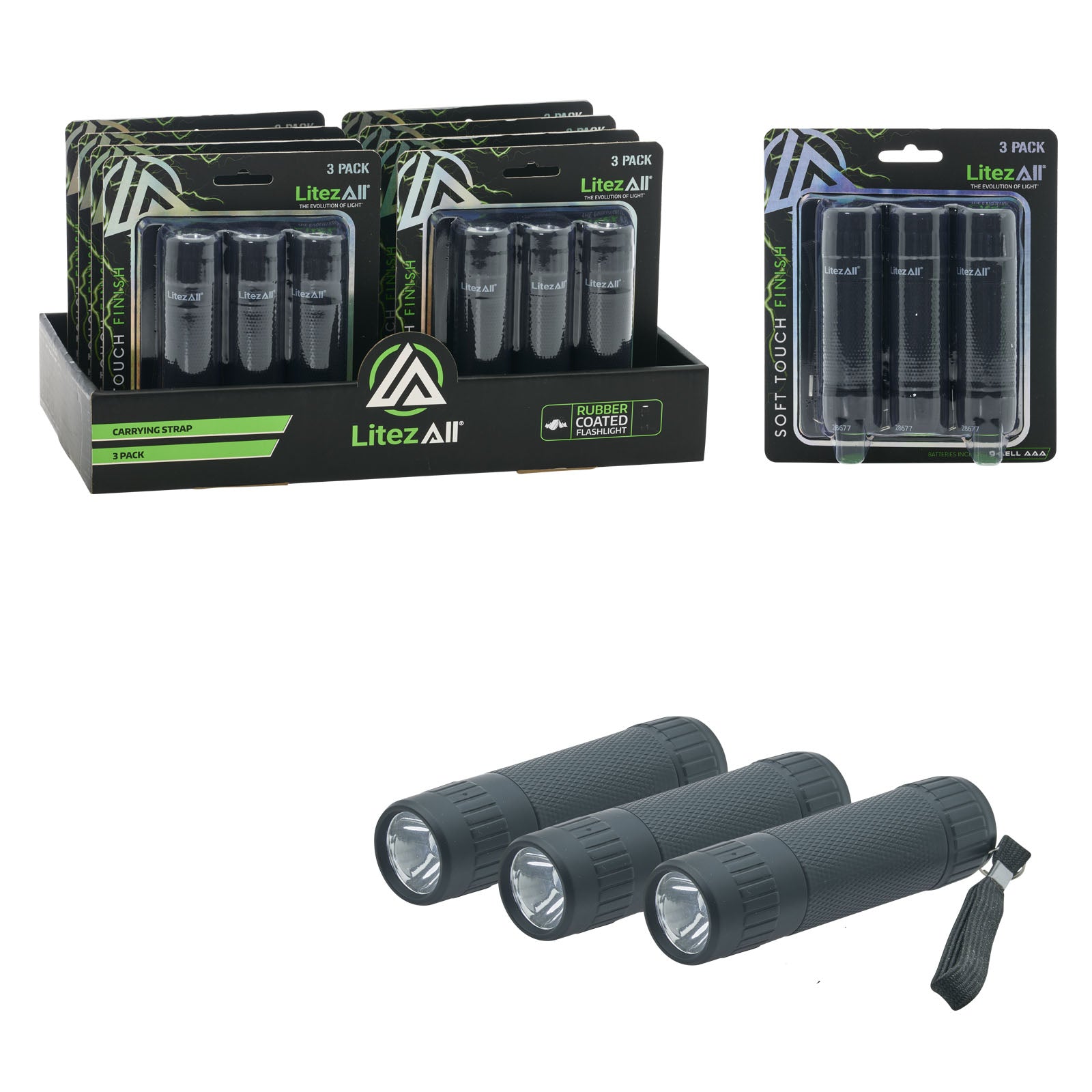 LitezAll Rubber Coated EDC Flashlight 3 Pack - LitezAll - Flashlights - 1