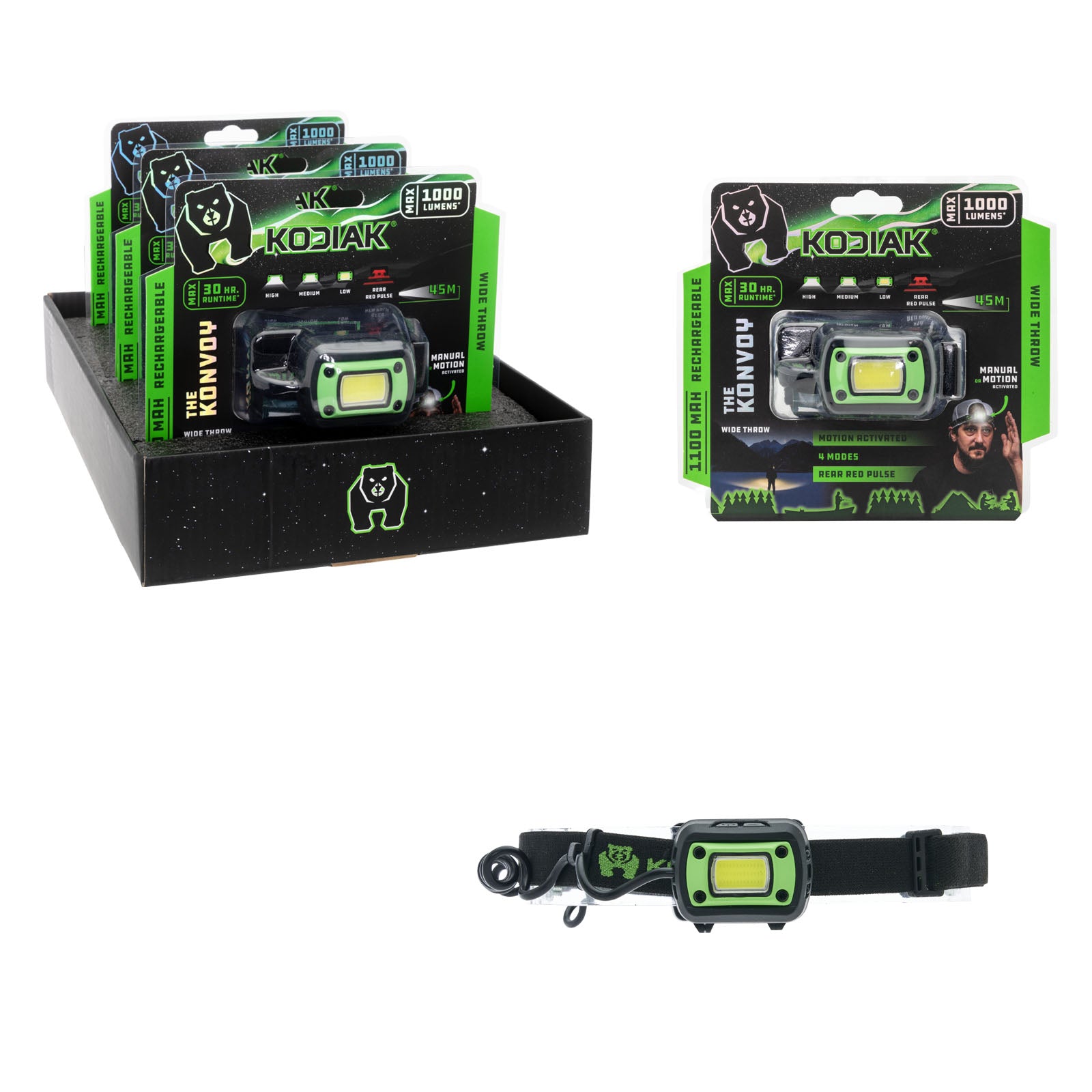 Kodiak® Konvoy® Rechargeable Motion Activated Wide Beam Headlamp