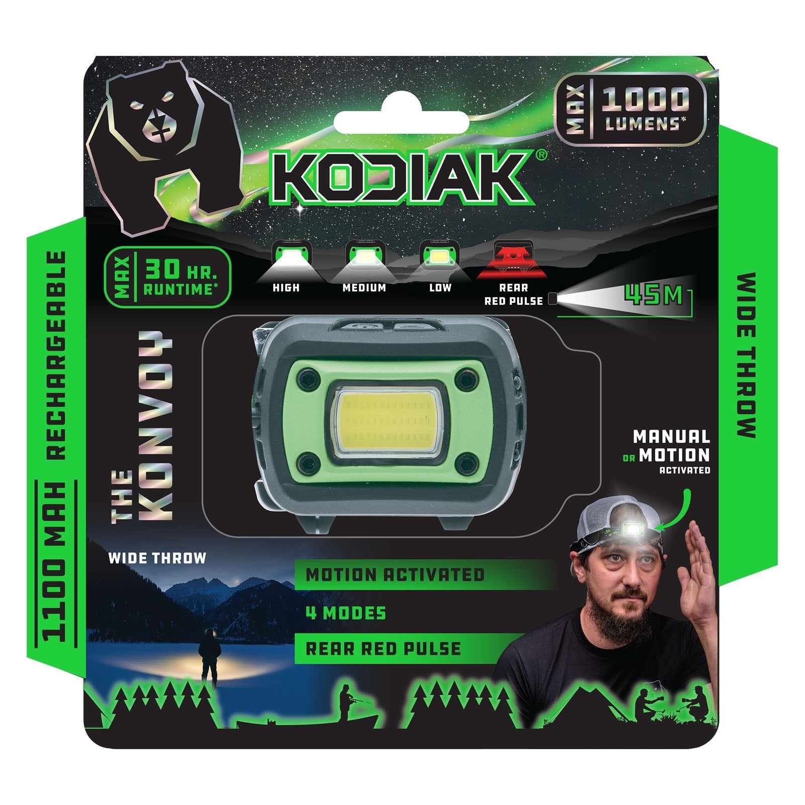 Kodiak® Rechargeable Motion Activated Wide Beam Headlamp - LitezAll - Headlamps - 2