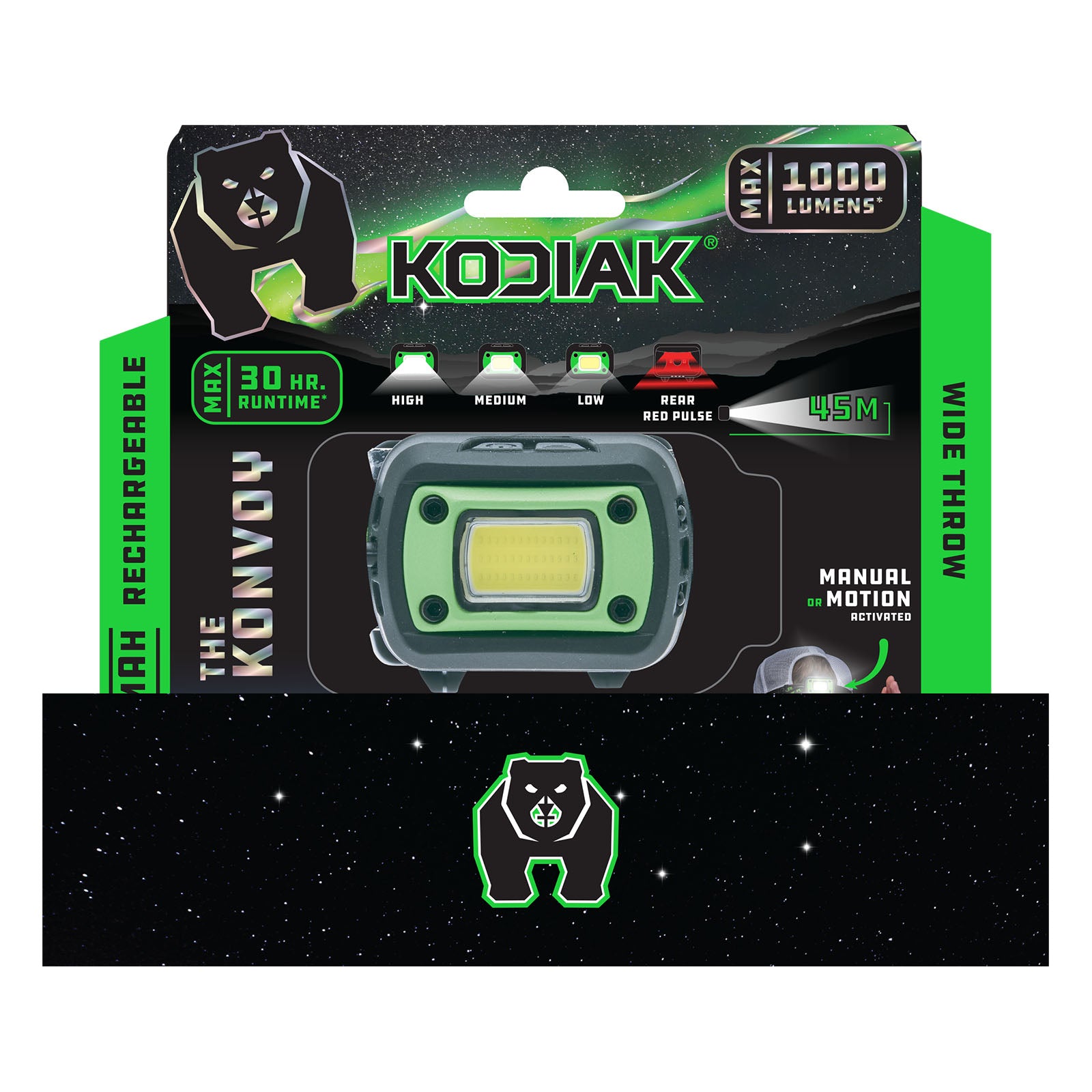 Kodiak® Rechargeable Motion Activated Wide Beam Headlamp - LitezAll - Headlamps - 1