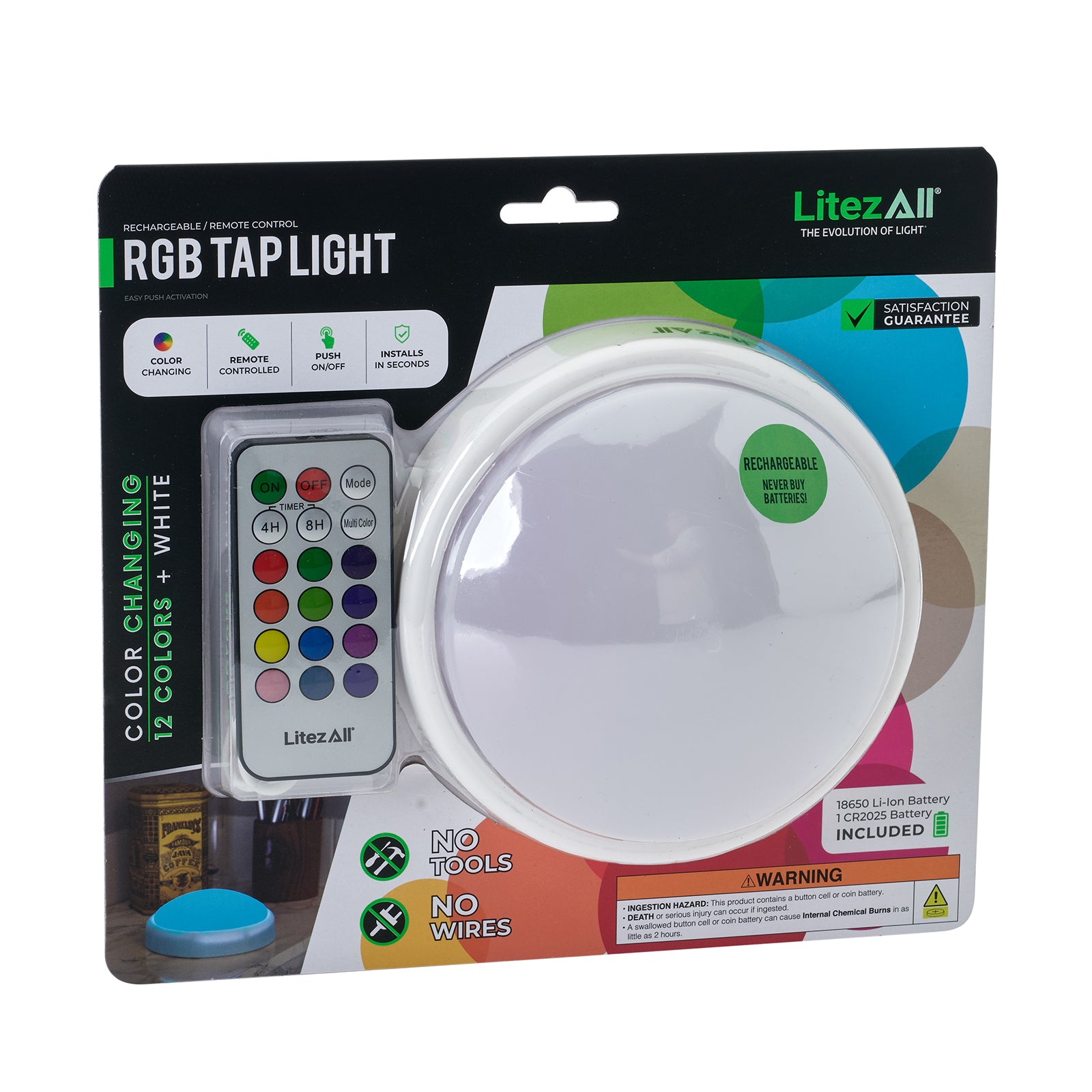 LitezAll® Rechargeable Color Selectable Tap Light with Remote Control - LitezAll - Wireless Lighting Solutions - 51