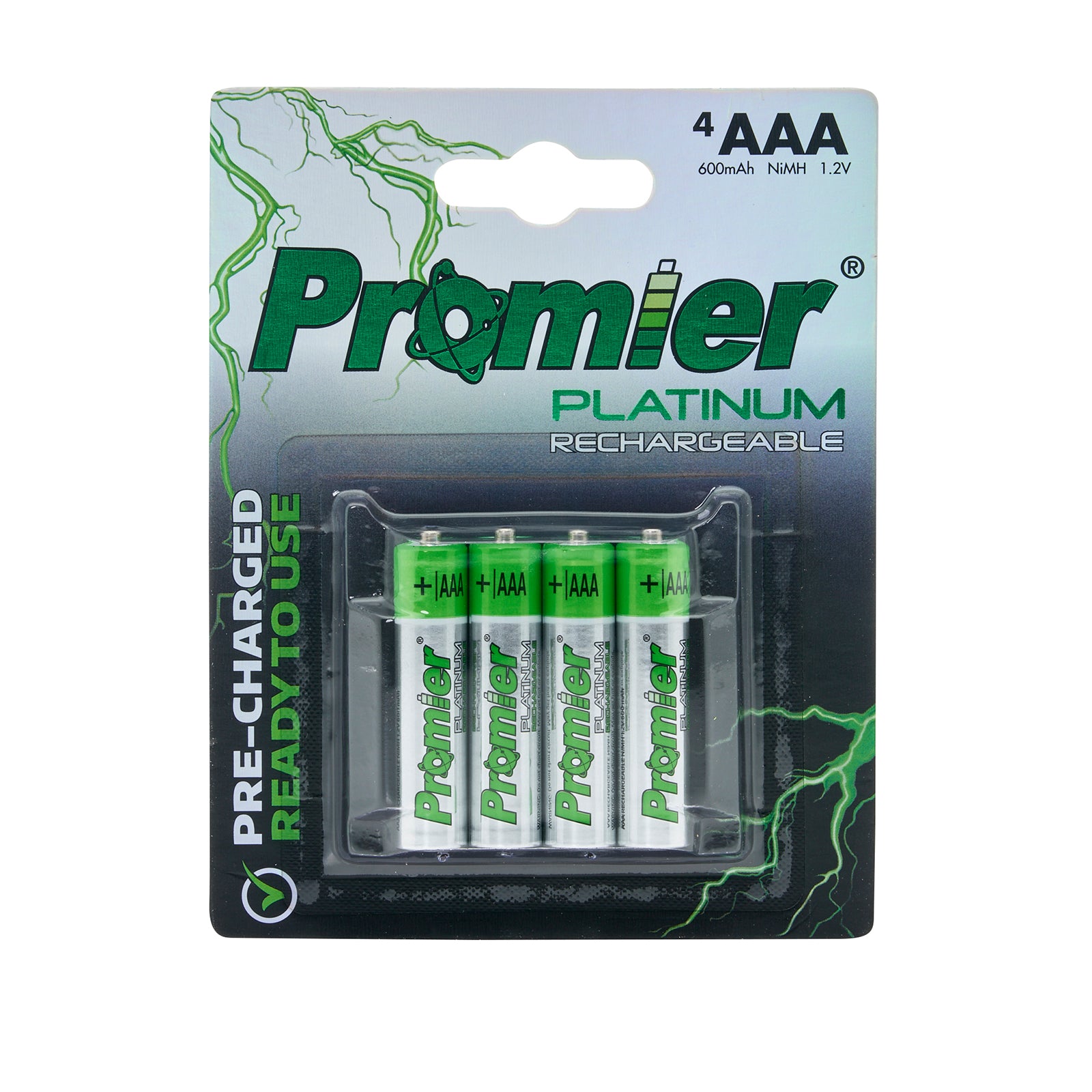 Promier Platinum AAA Rechargeable Ni-Mh Battery 4 Pack