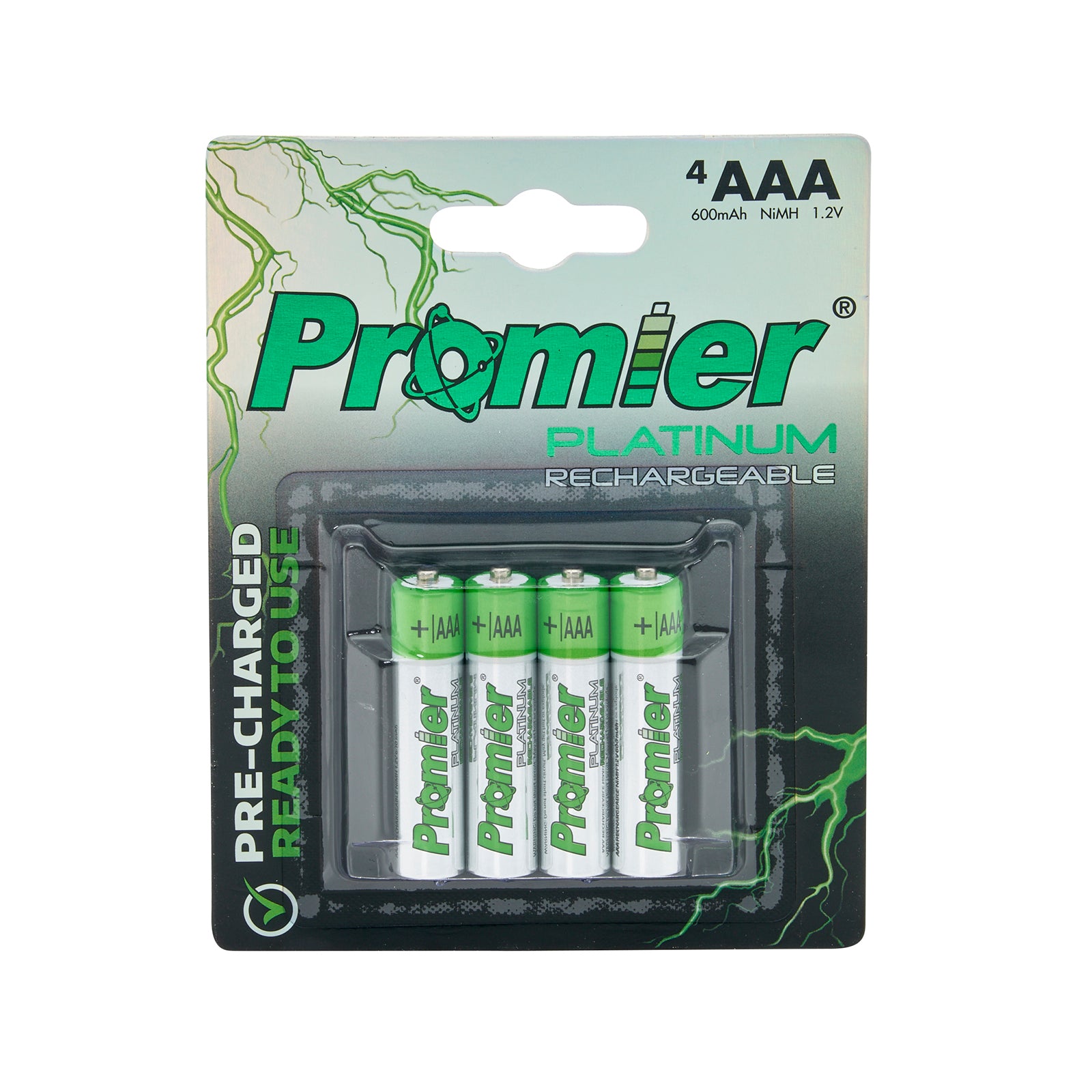 Promier Platinum AAA Rechargeable Ni-Mh Battery 4 Pack