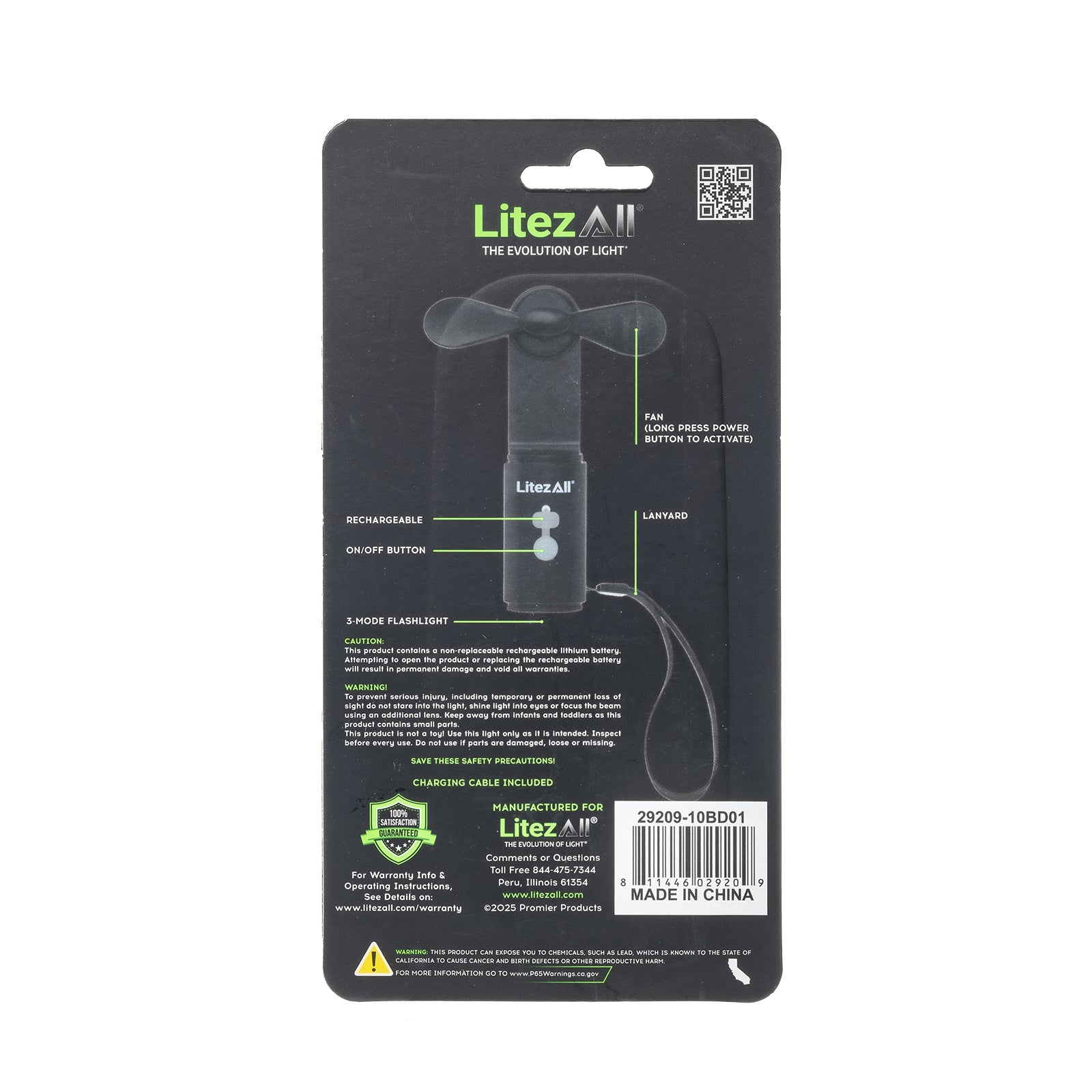 LitezAll Rechargeable Pocket Fan with Flashlight - LitezAll - Work Lights - 57