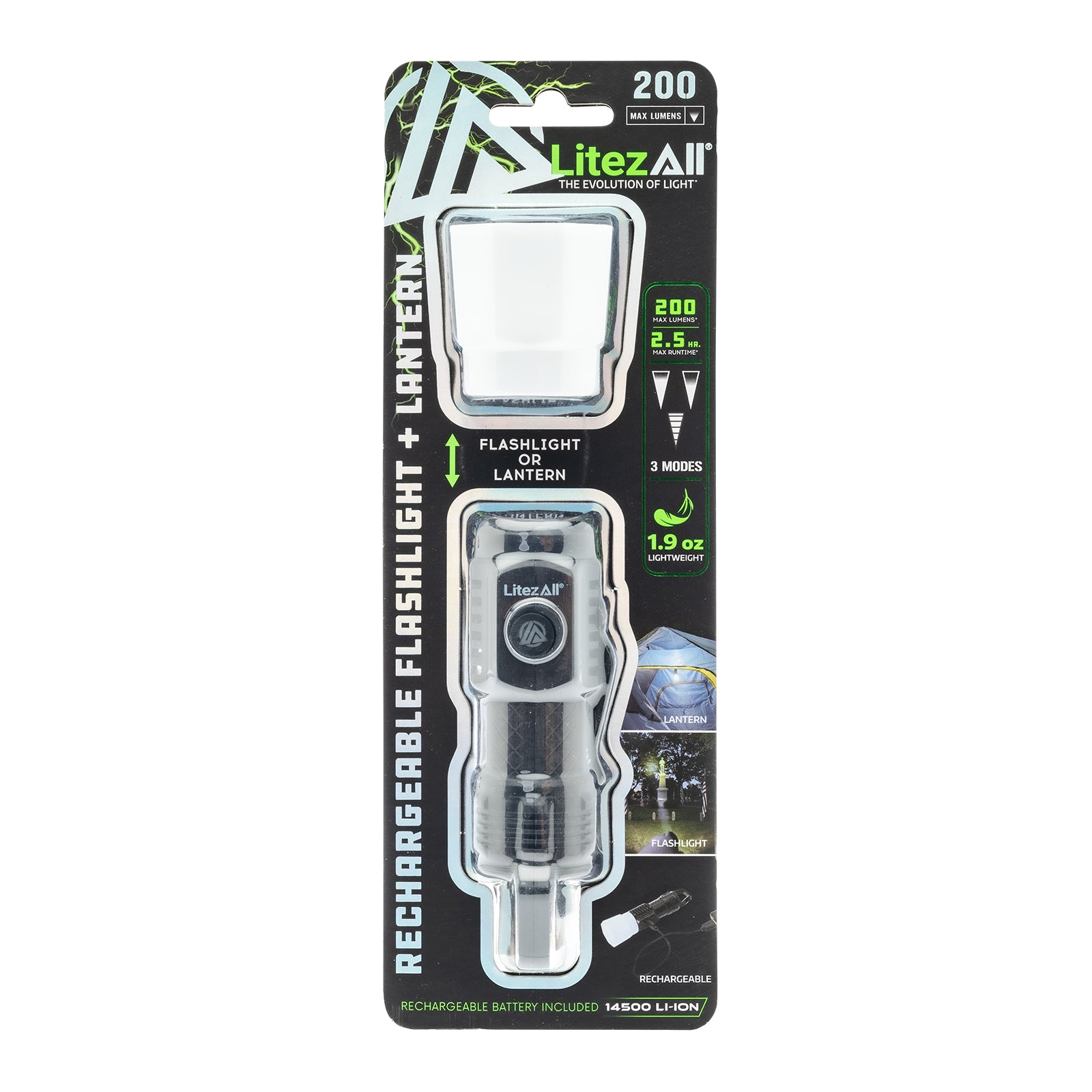 LitezAll® Rechargeable Pocket Flashlight with Removable Shade