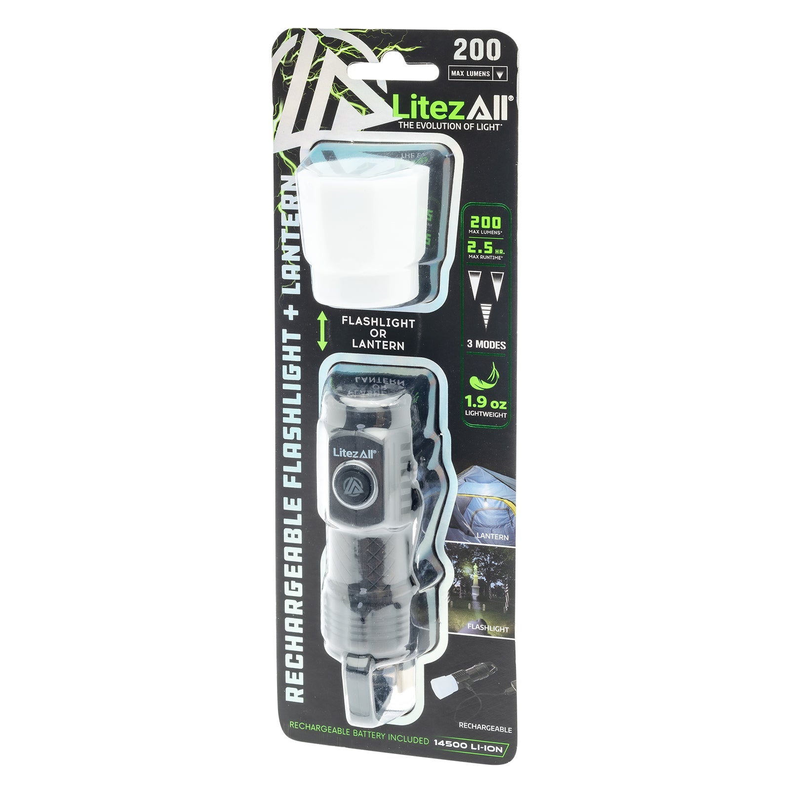 LitezAll® Rechargeable Pocket Flashlight with Removable Shade
