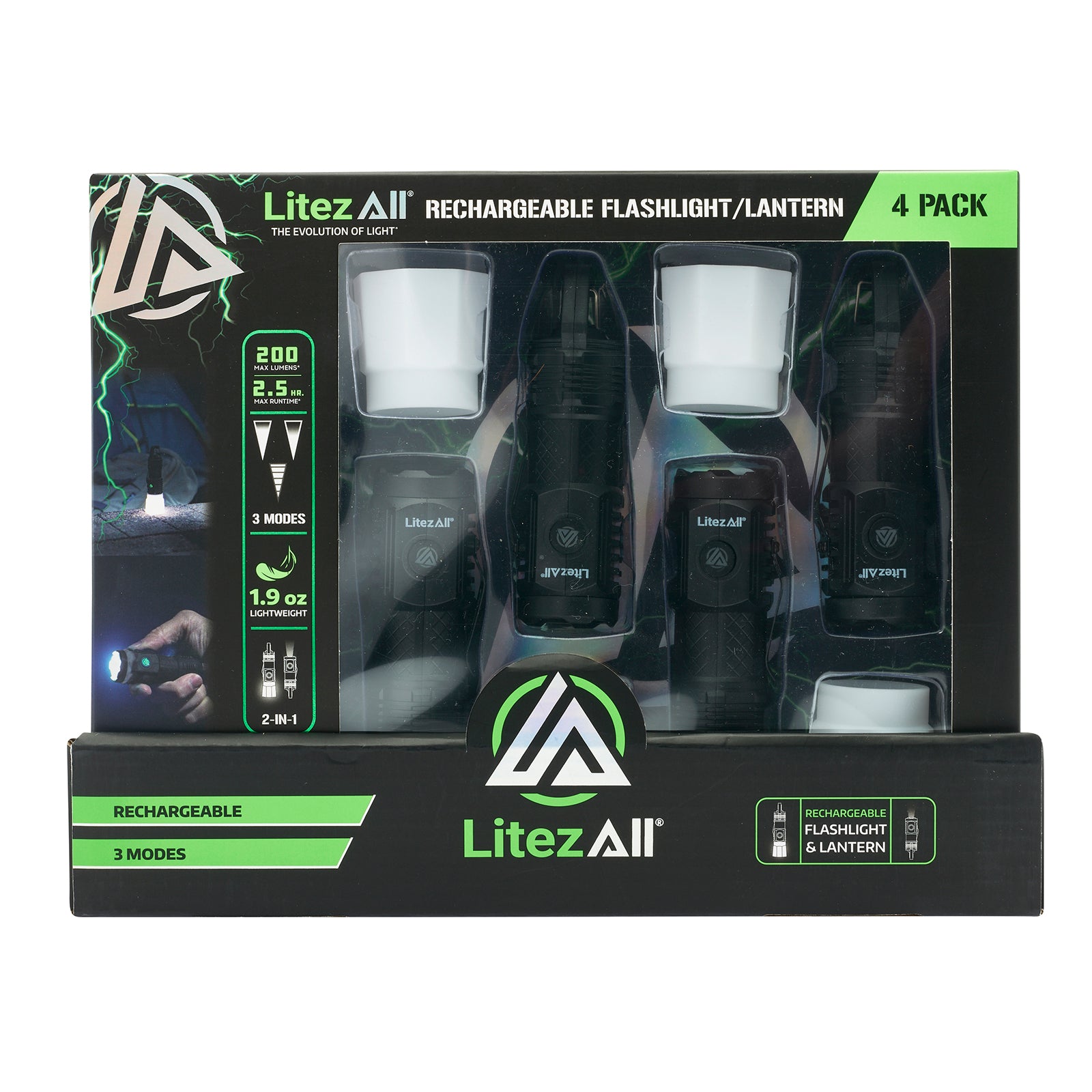 LitezAll® 200LM Rechargeable Pocket Flashlight Lantern with