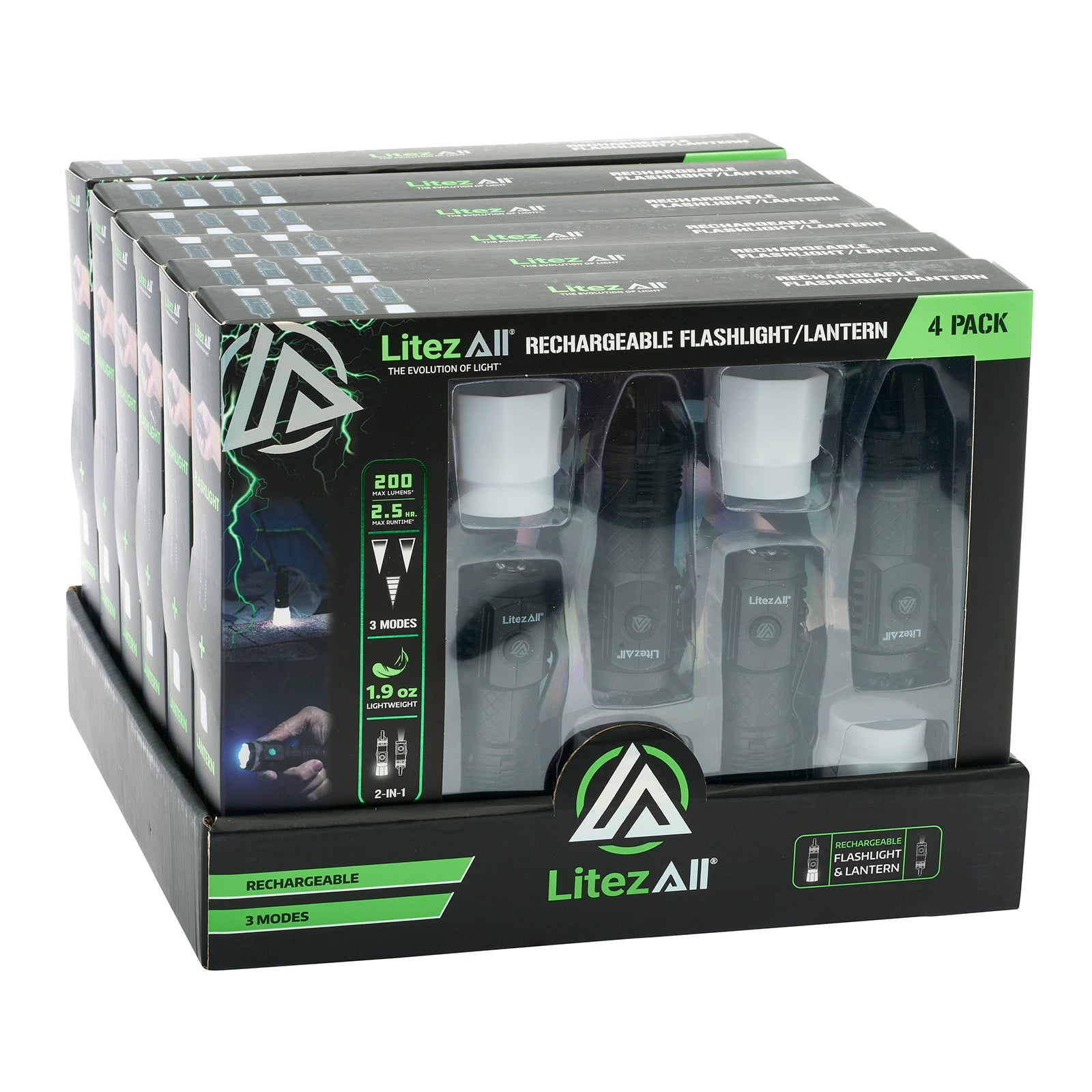 LitezAll® 200LM Rechargeable Pocket Flashlight Lantern with