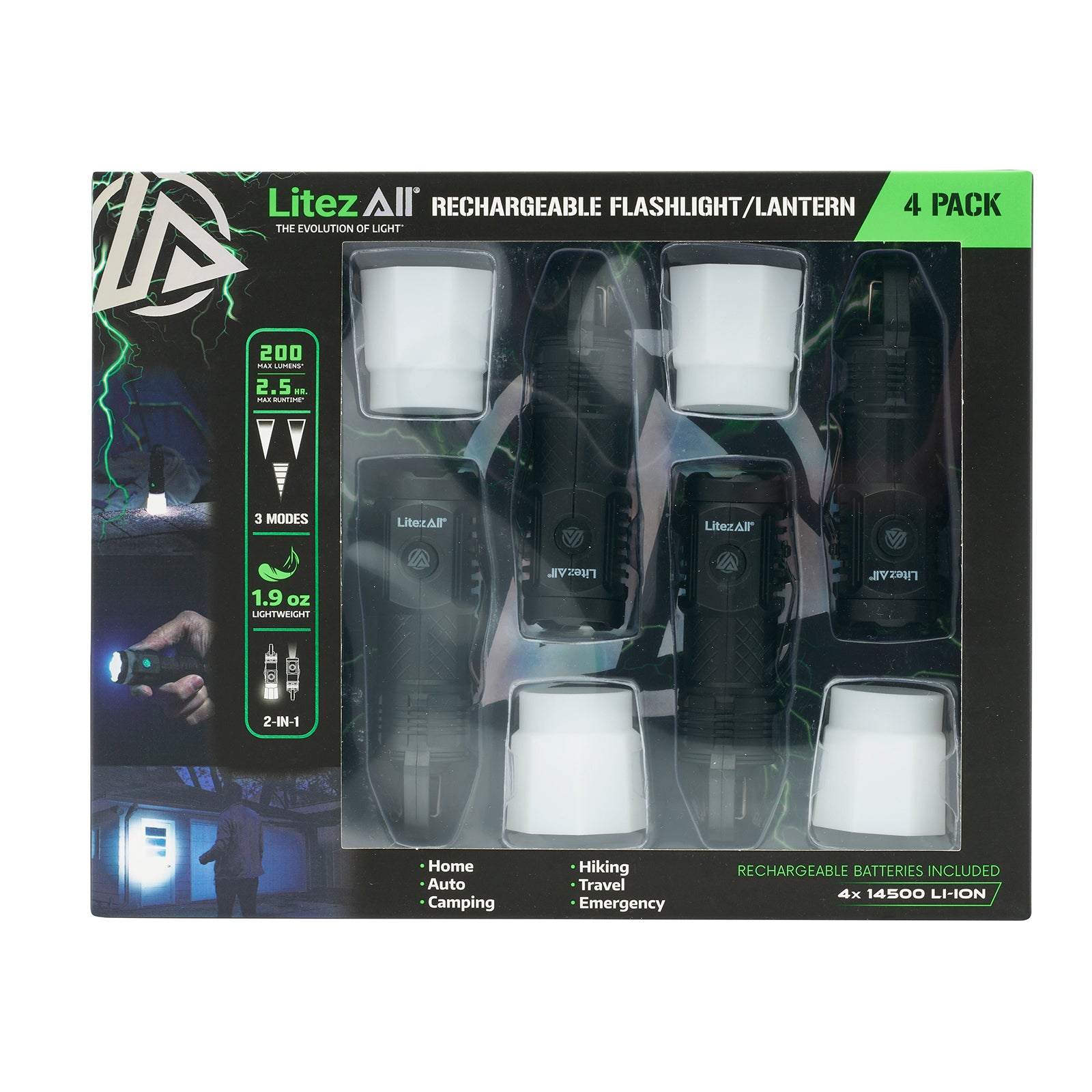 LitezAll® 200LM Rechargeable Pocket Flashlight Lantern with