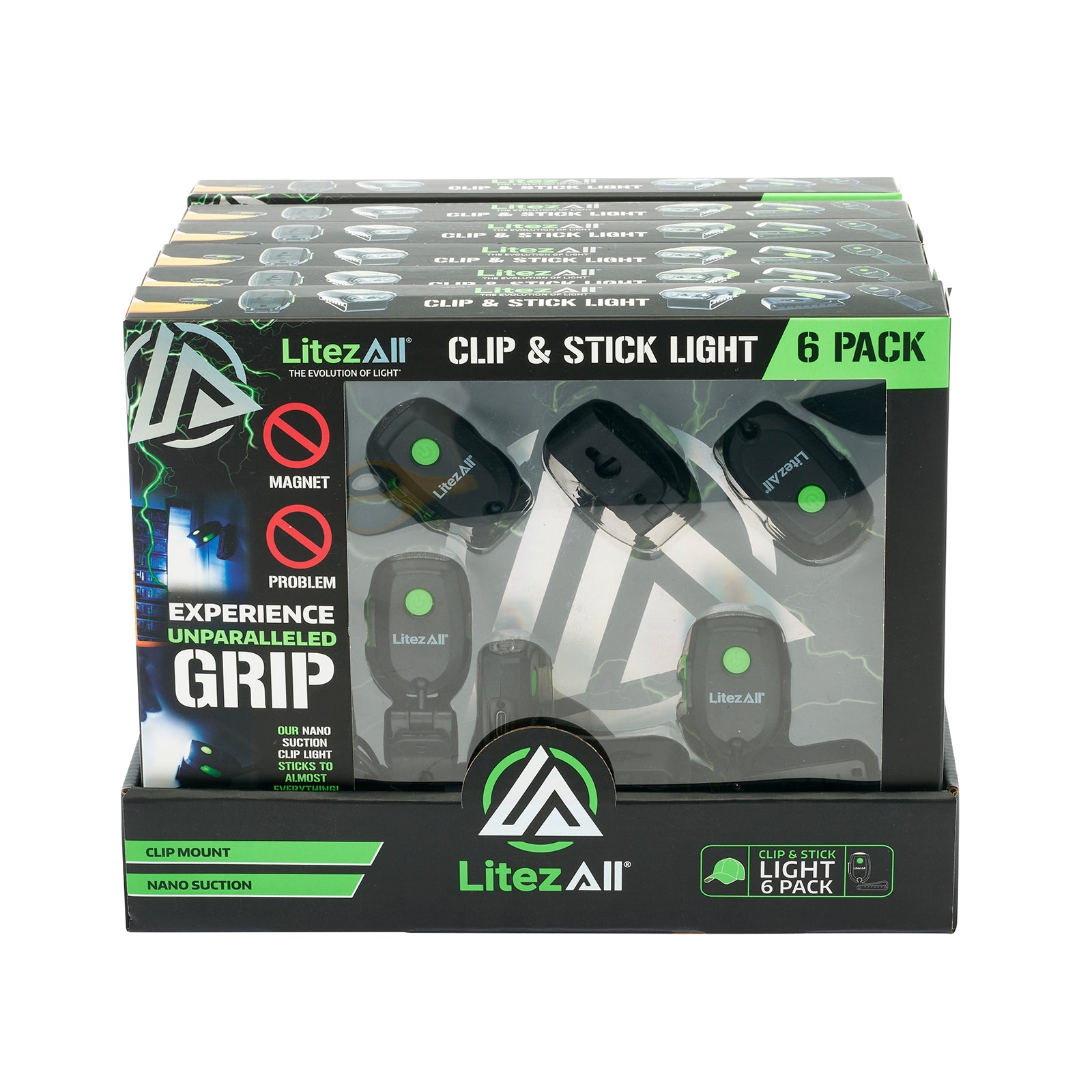 LitezAll Rechargeable 60 Lumen Cap Light with Clip & Nano Suction Technology 6 - Pack Gift Box - LitezAll - Work Lights - 41