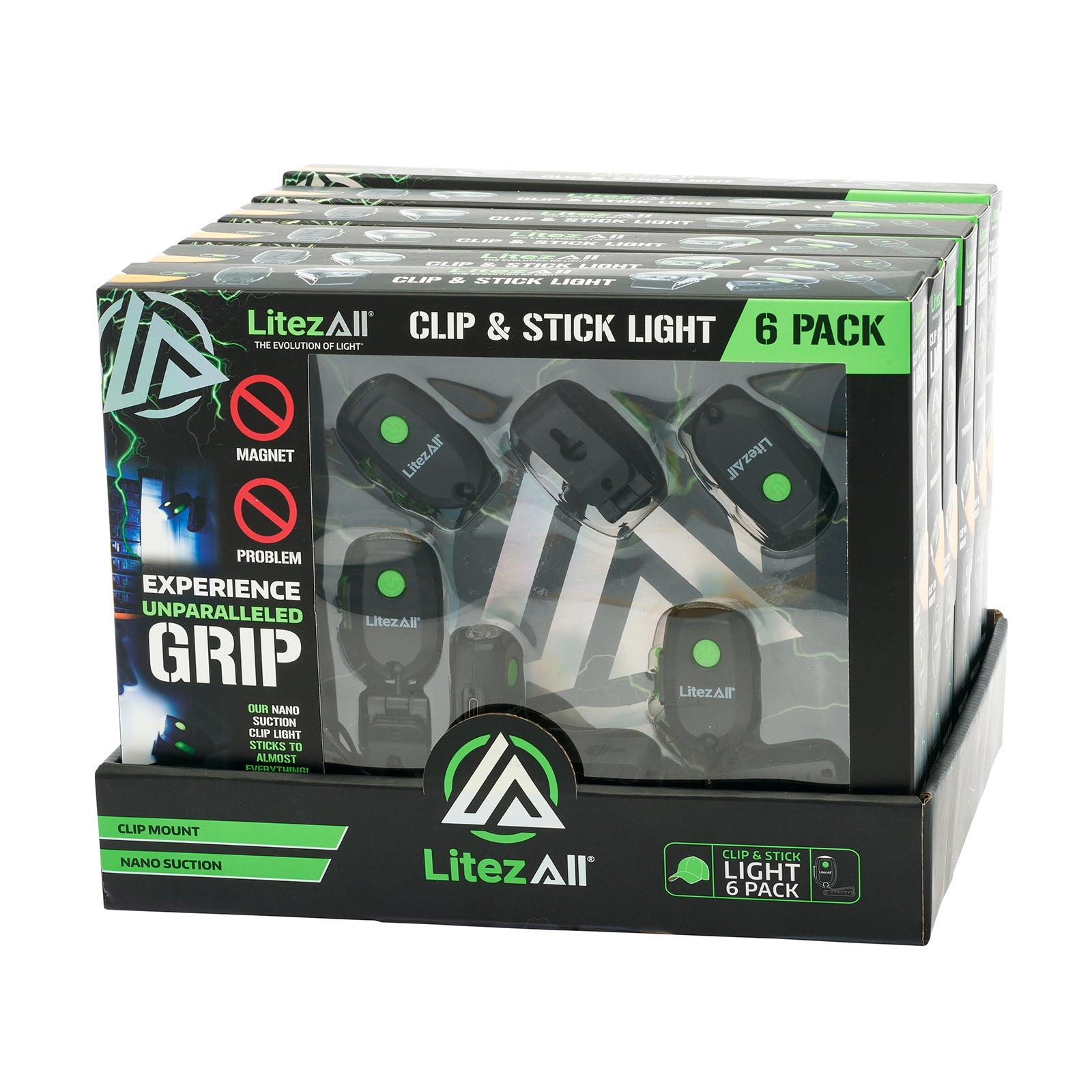 LitezAll Rechargeable 60 Lumen Cap Light with Clip & Nano Suction Technology 6 - Pack Gift Box - LitezAll - Work Lights - 43