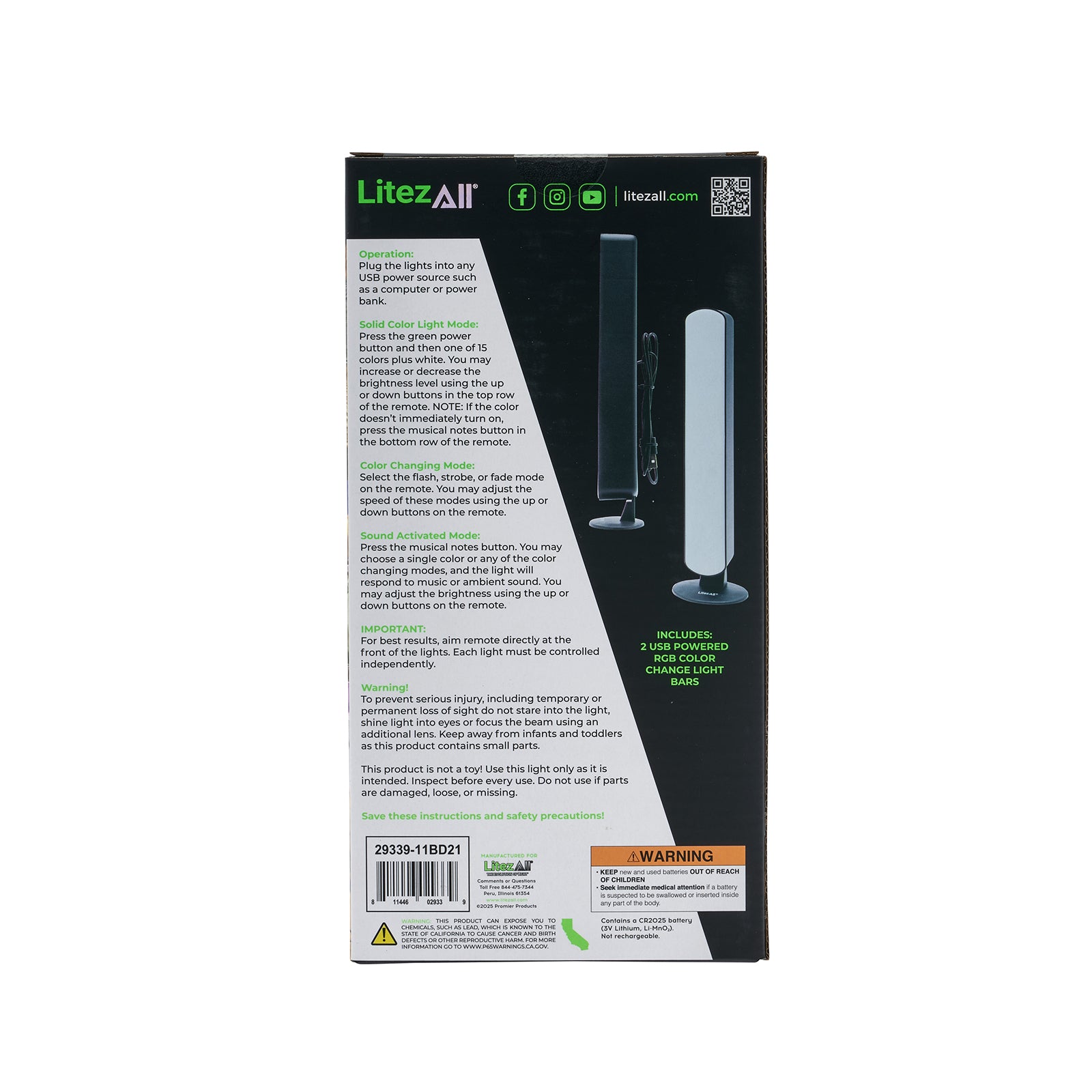 LitezAll USB Powered RGB Sound - Activated Light Bar 2 Pack - LitezAll - Novelties - 30