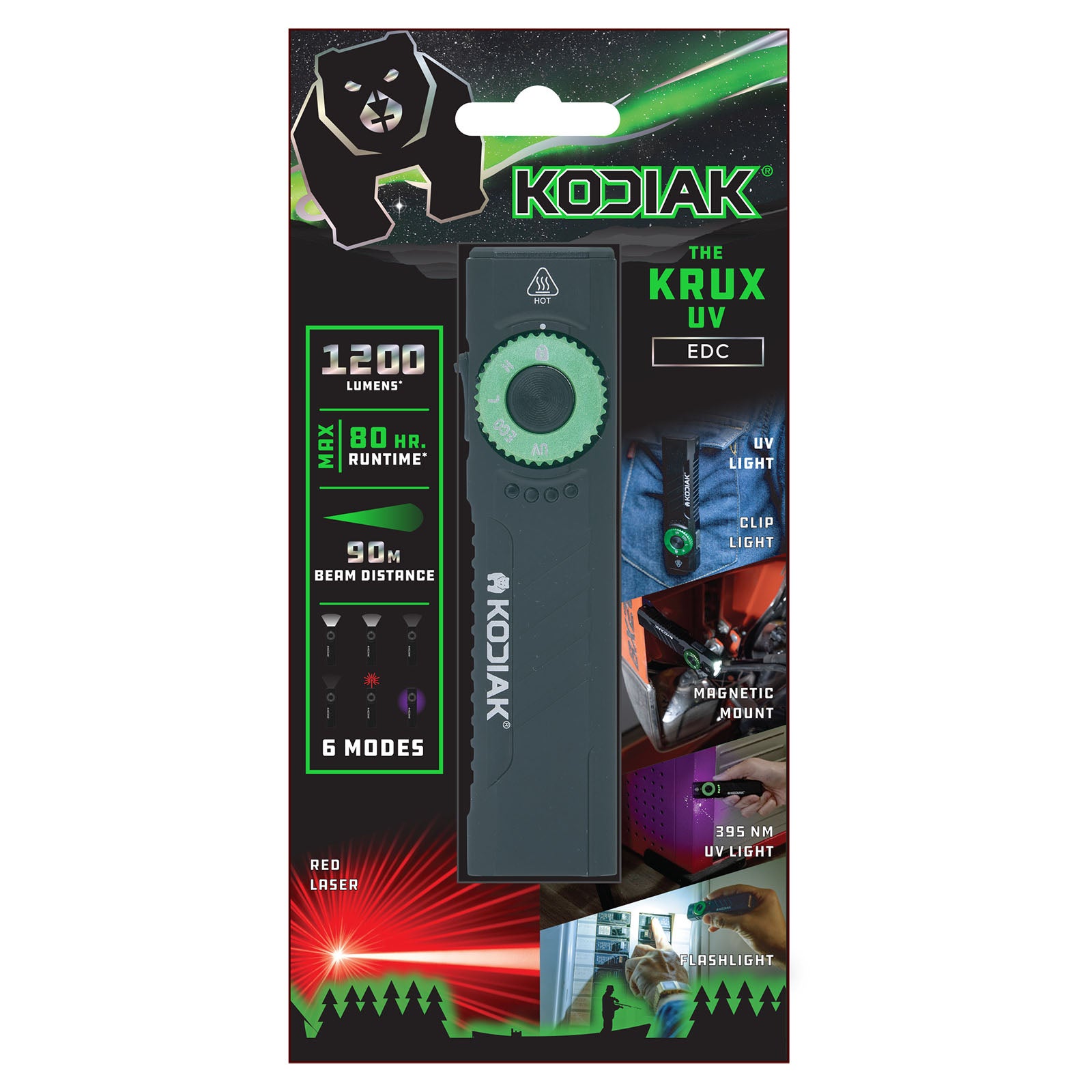 Kodiak® Krux Rechargeable Low Profile Flashlight with UV and Red Laser - LitezAll - Flashlights - 2