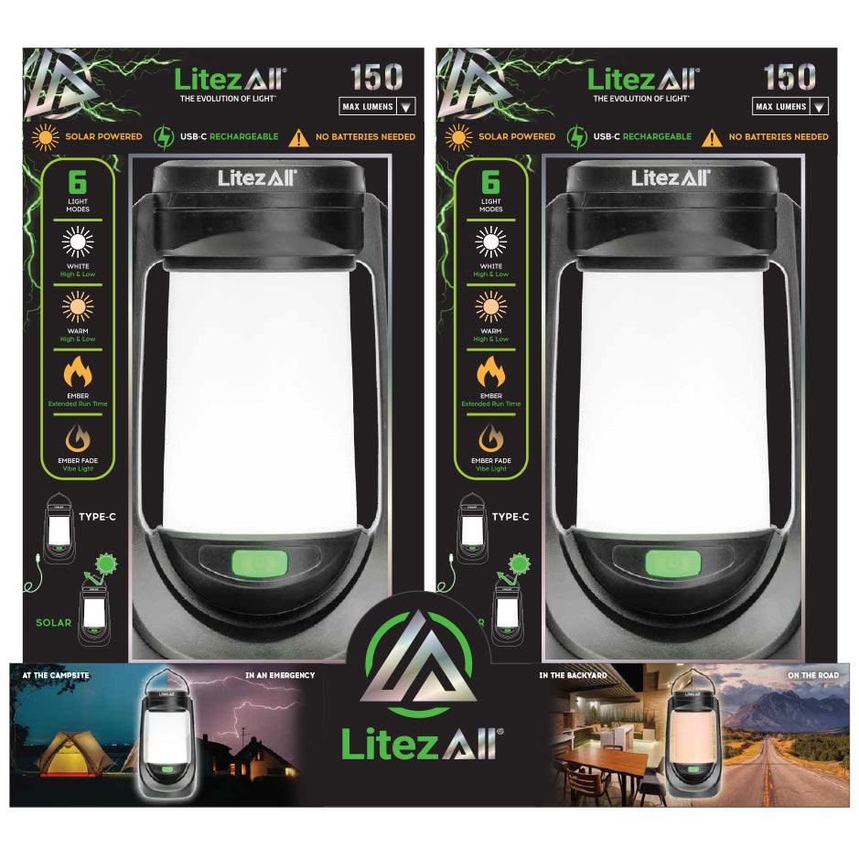 Litezall® 6 Mode Solar and USB Rechargeable Lantern