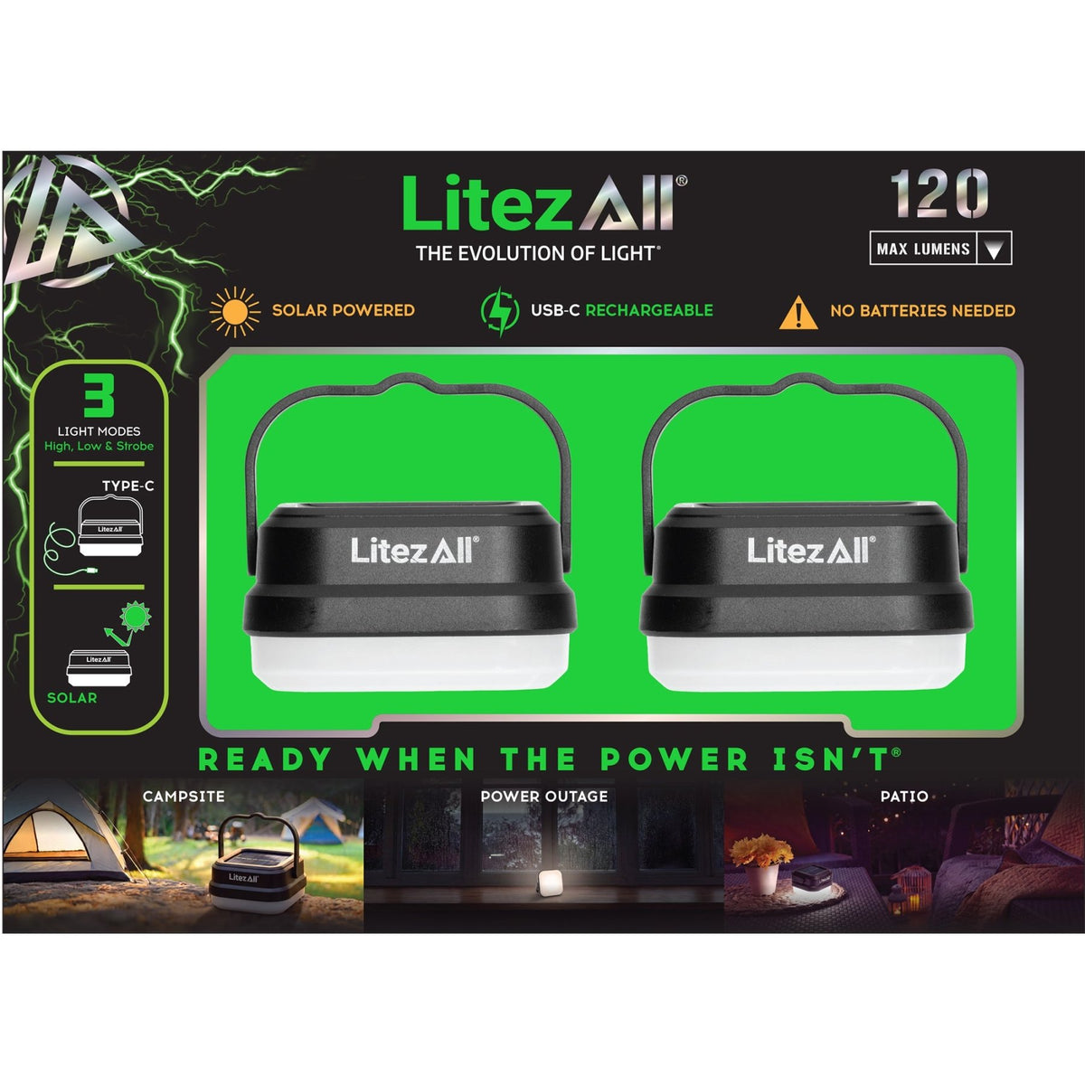 LitezAll® Solar and USB Rechargeable Micro Lantern 2 Pack - LitezAll - 1