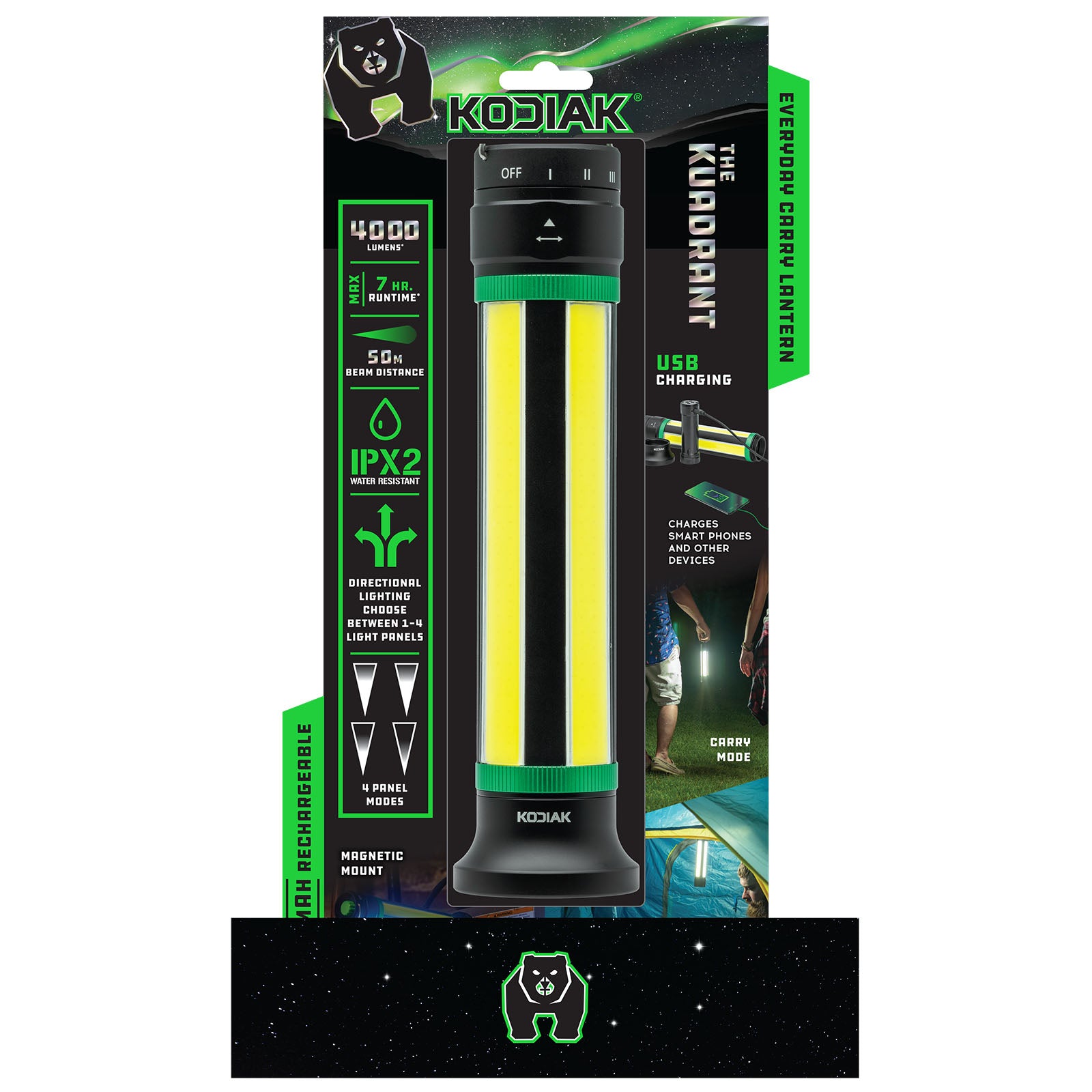 Kodiak® Kuadrant 4 - Panel Rechargeable Lantern - LitezAll - 1