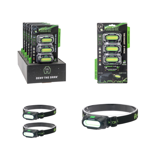 Kodiak® Knight Rechargeable 560 Lumen 5 Mode Headlamp 3 Pack