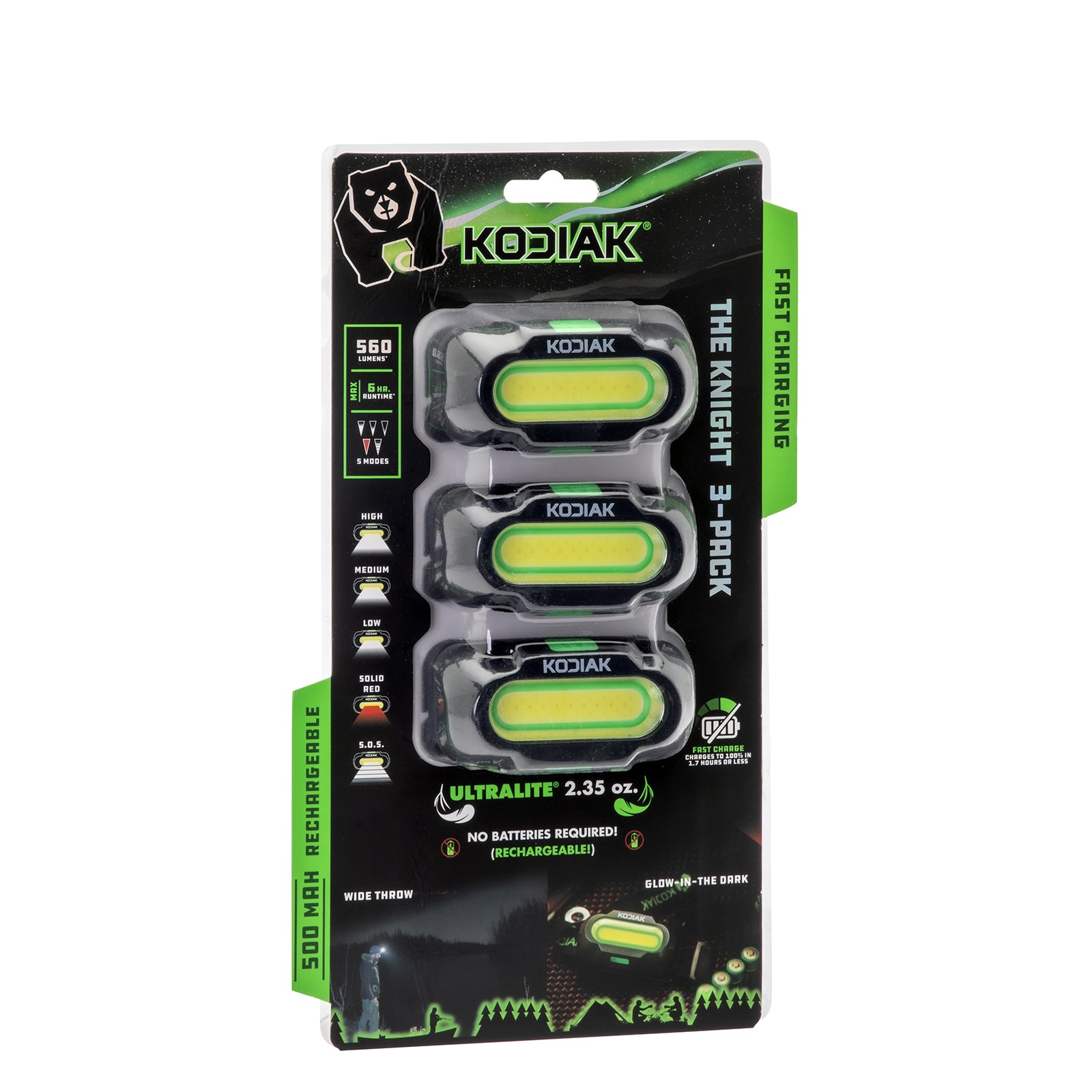 Kodiak® Knight Rechargeable 560 Lumen 5 Mode Headlamp 3 Pack - LitezAll - 37