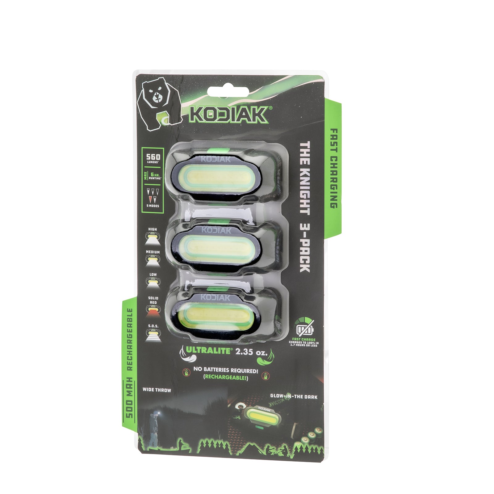 Kodiak® Knight Rechargeable 560 Lumen 5 Mode Headlamp 3 Pack - LitezAll - 38