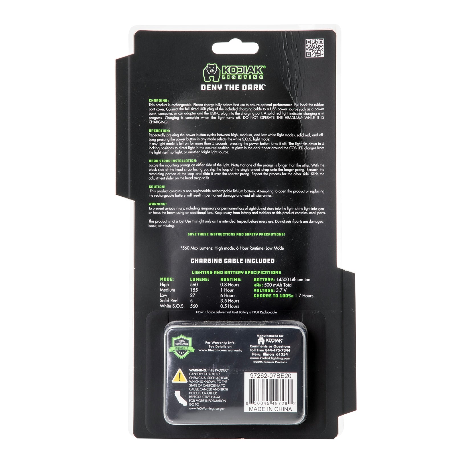 Kodiak® Knight Rechargeable 560 Lumen 5 Mode Headlamp 3 Pack - LitezAll - 39