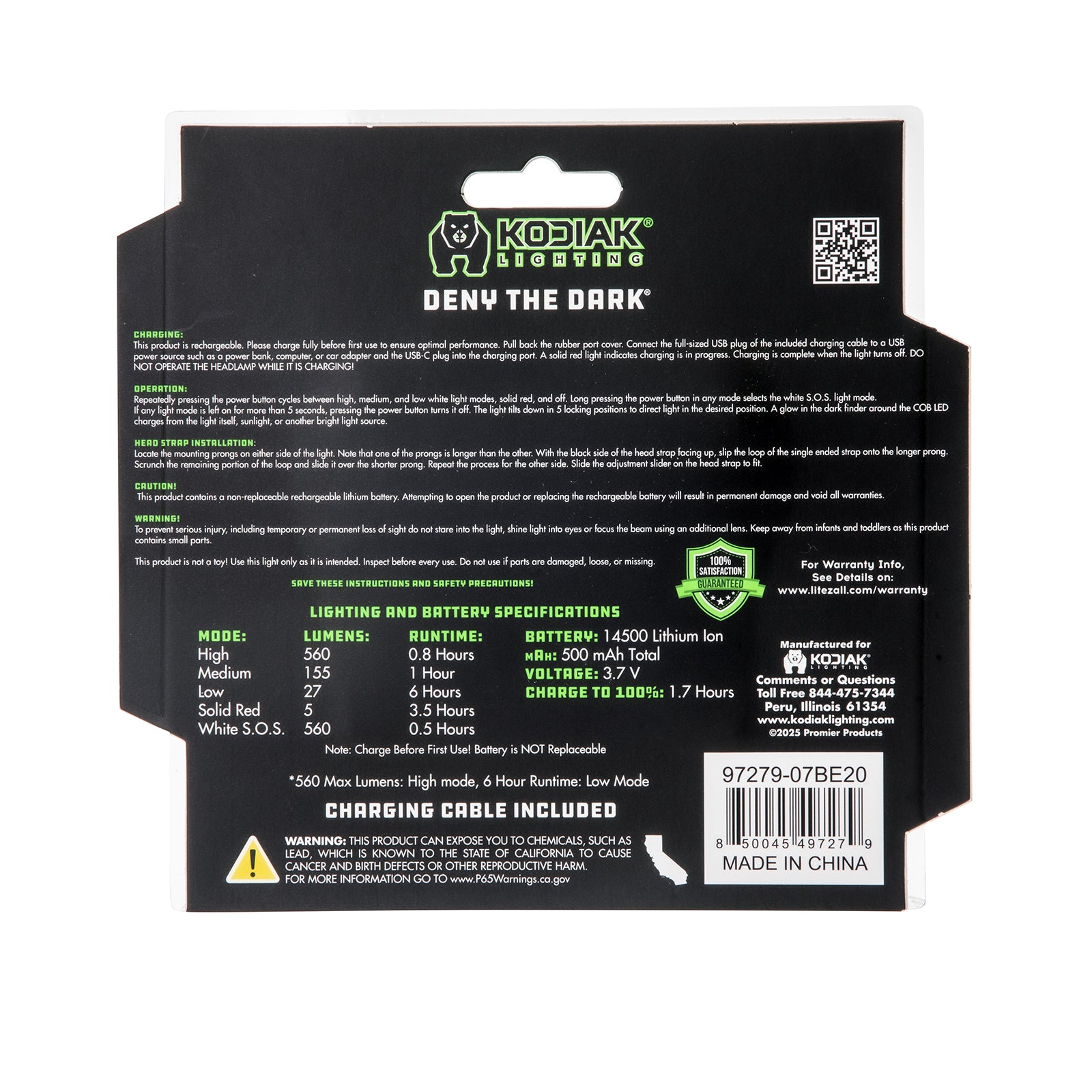 Kodiak® Knight Rechargeable 560 Lumen 5 Mode Headlamp - LitezAll - 39