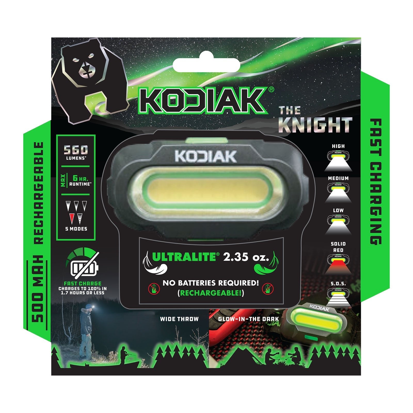 Kodiak® Knight Rechargeable 560 Lumen 5 Mode Headlamp - LitezAll - 2