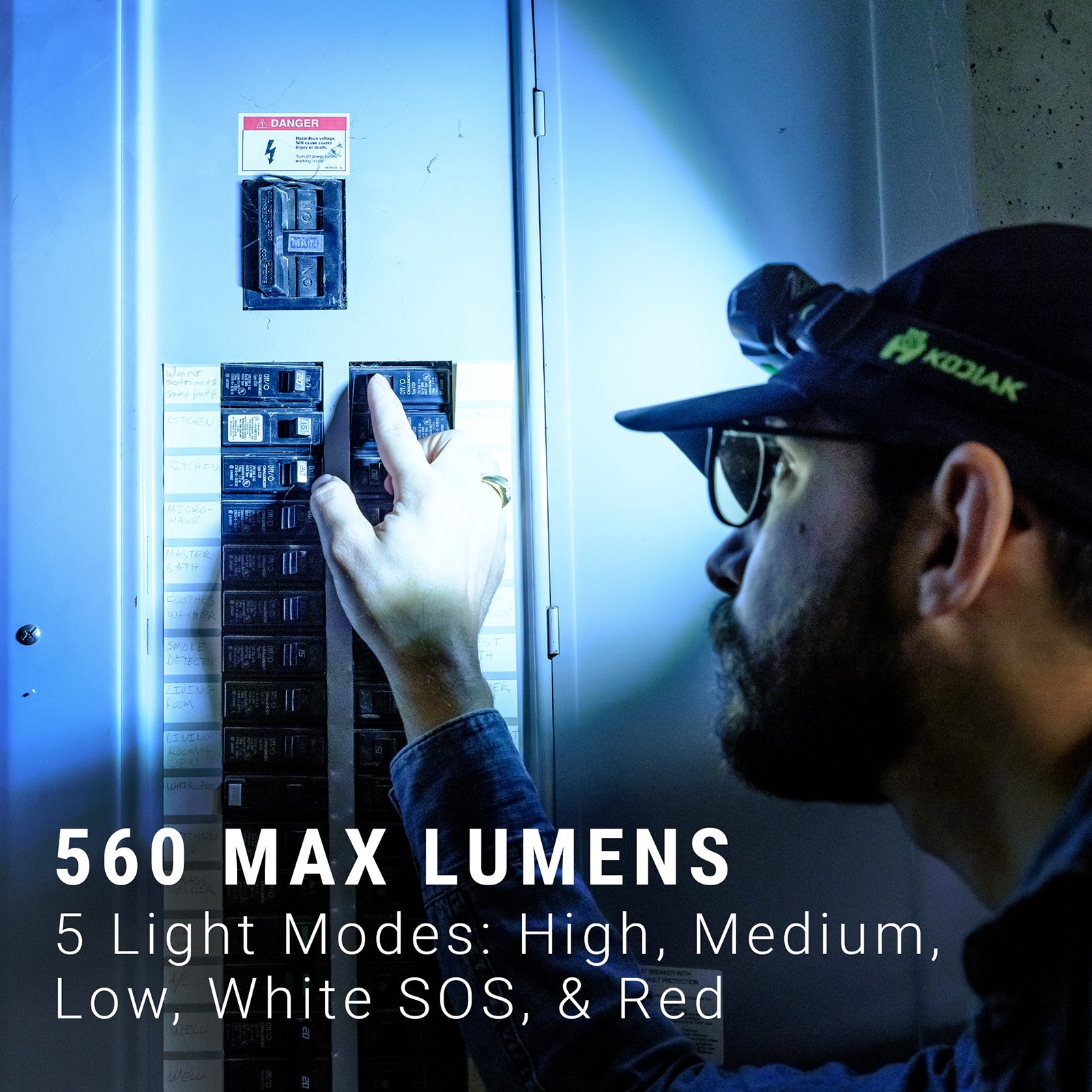 Kodiak® Knight Rechargeable 560 Lumen 5 Mode Headlamp 3 Pack