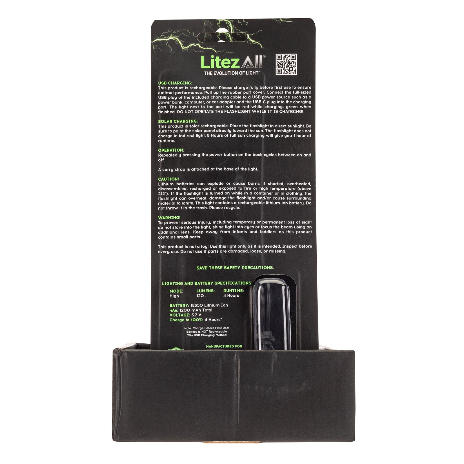 LitezAll® Bask Solar Powered & USB Rechargeable Flashlight - LitezAll - 25