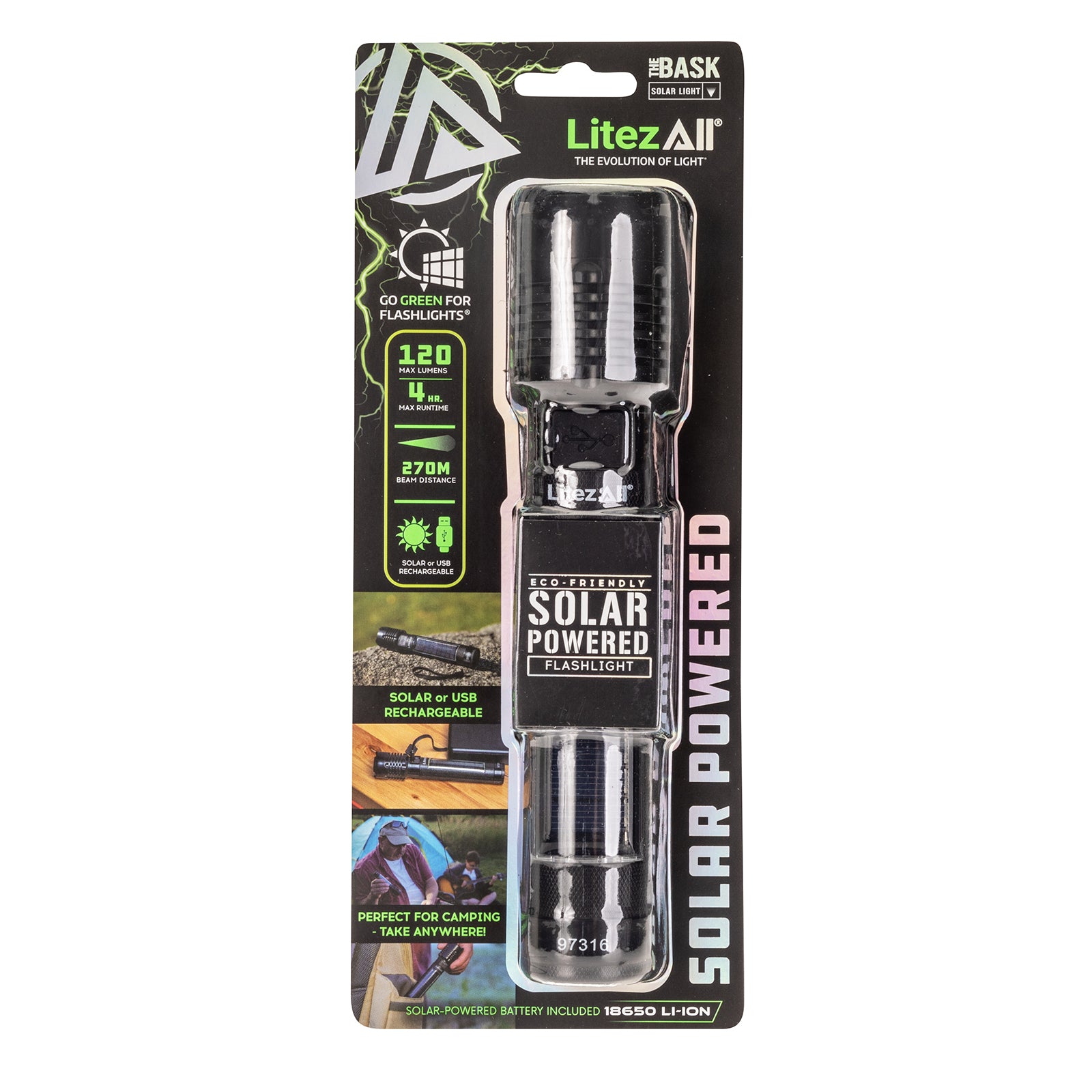 LitezAll® Bask Solar Powered & USB Rechargeable Flashlight - LitezAll - 27