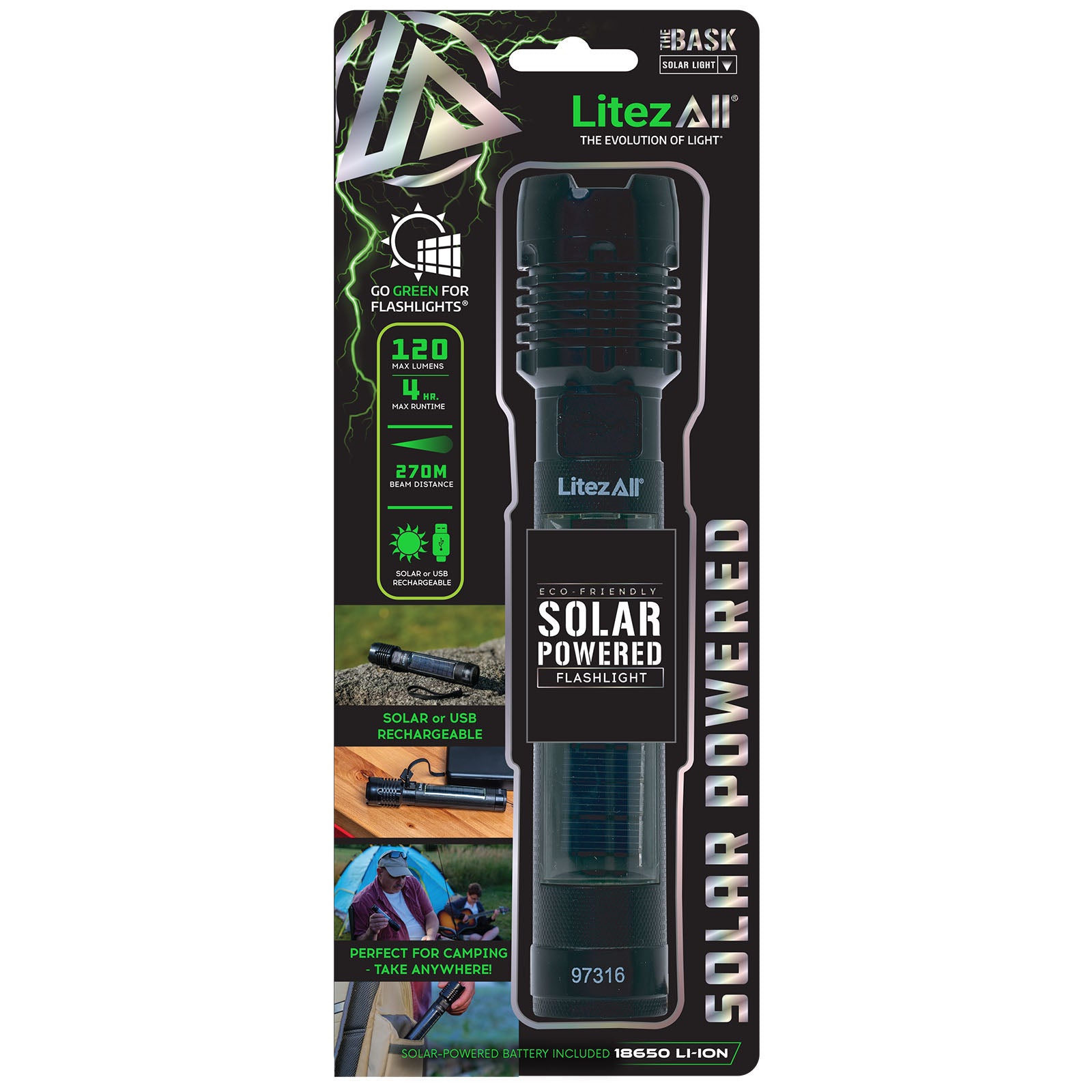 LitezAll® Bask Solar Powered & USB Rechargeable Flashlight - LitezAll - 21